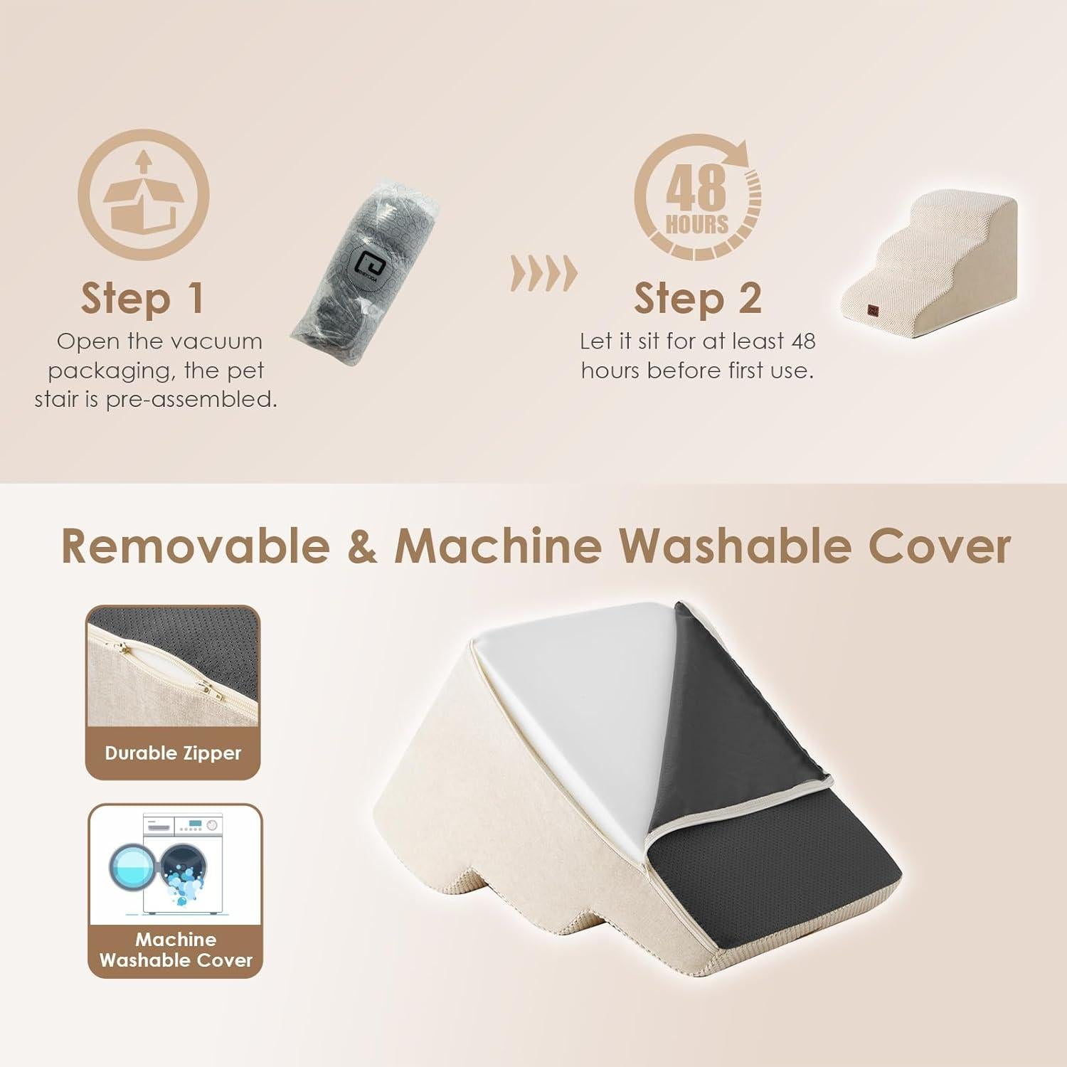 Escalera Curvada para Perros EHEYCIGA 3 Pasos Antideslizante 40 cm