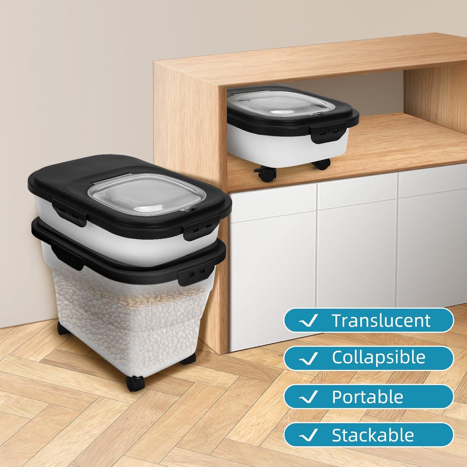 Contenedor de Comida para Perros YECERCAN 20L Plegable con Ruedas