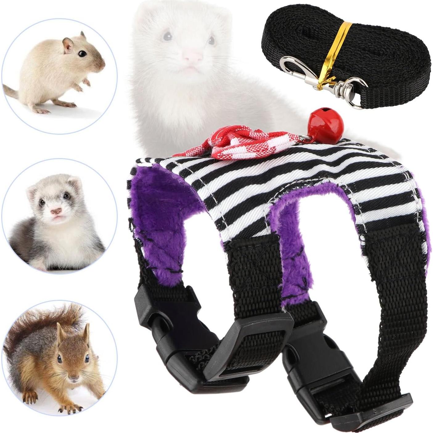 Conjunto Arnés y Correa para Mascotas Pequeñas Wontee S Raya Negra