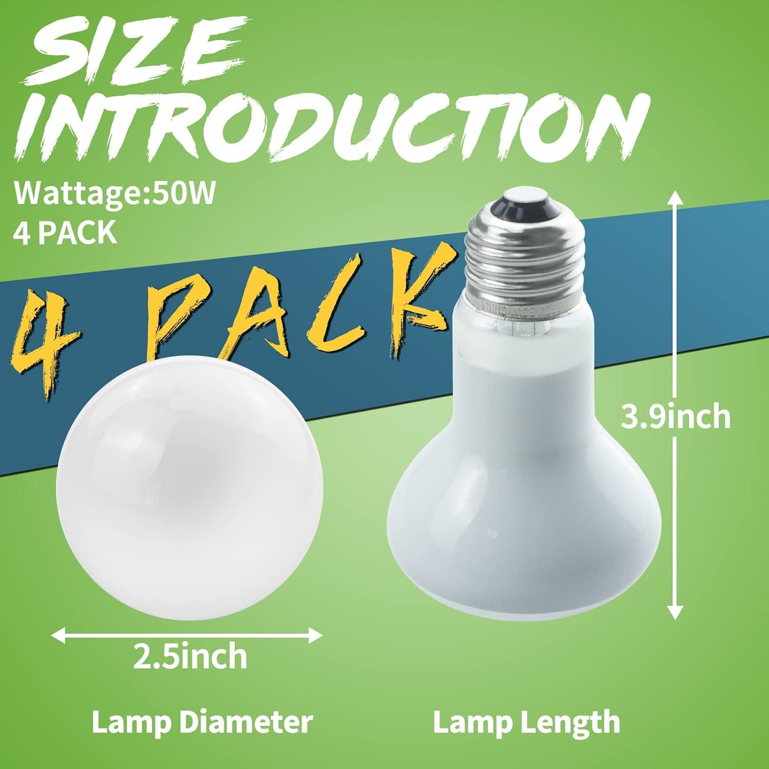 Bombillas de Calor para Reptiles LUCKY HERP 50W - Paquete de 4