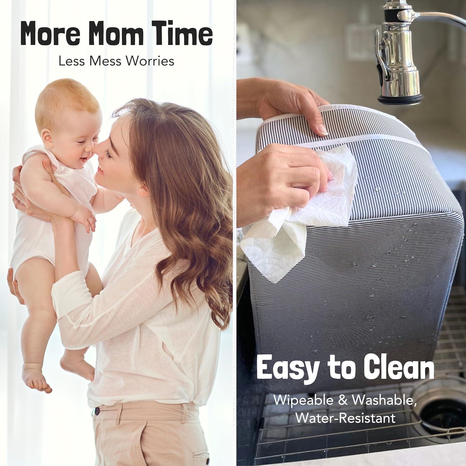 Cesta Organizadora de Pañales Lily Miles Extra Grande Gris/Rosa