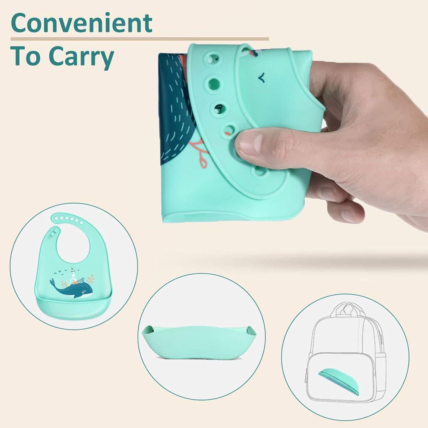 Baberos de Silicona Impermeables para Bebés 3pcs Ajustables