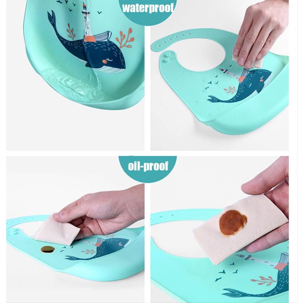 Baberos de Silicona Impermeables para Bebés 3pcs Ajustables