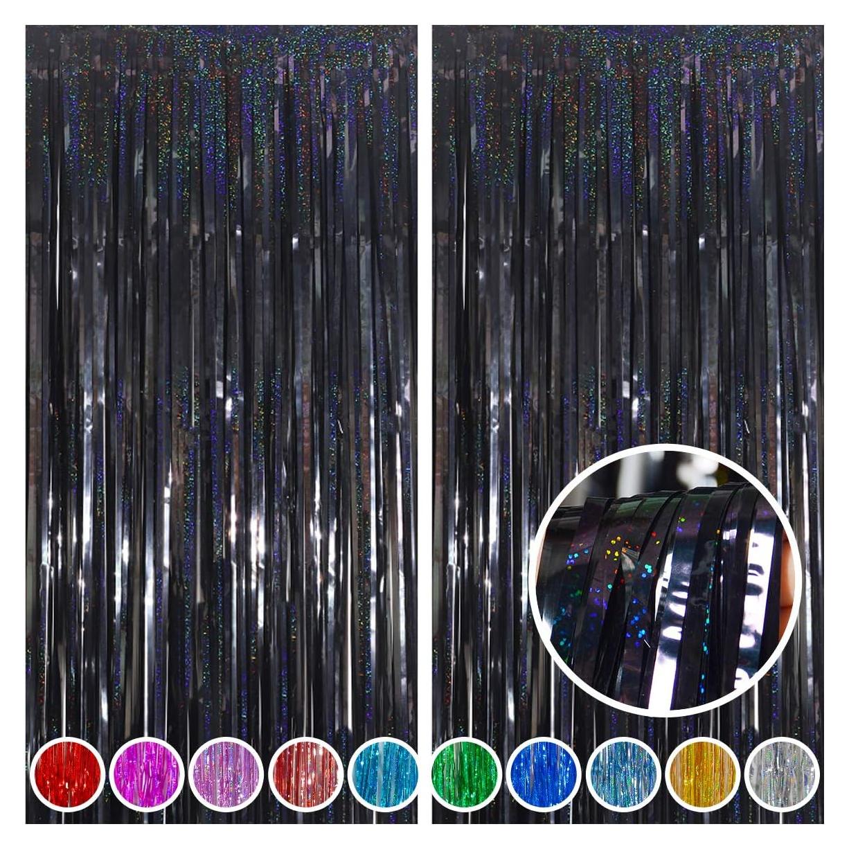 Cortinas de Flecos de Foil Melsan 2 Piezas 0.97x2.44m Negro