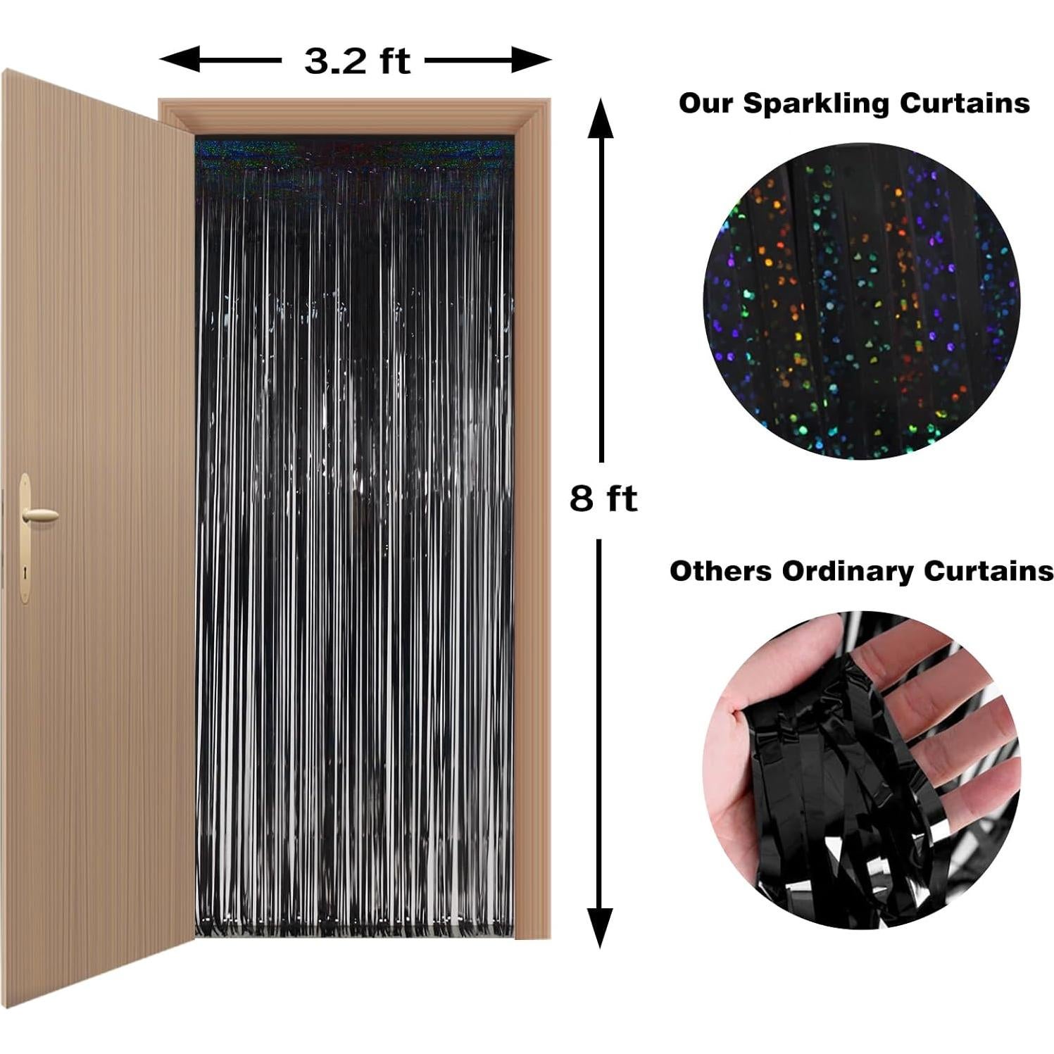 Cortinas de Flecos de Foil Melsan 2 Piezas 0.97x2.44m Negro