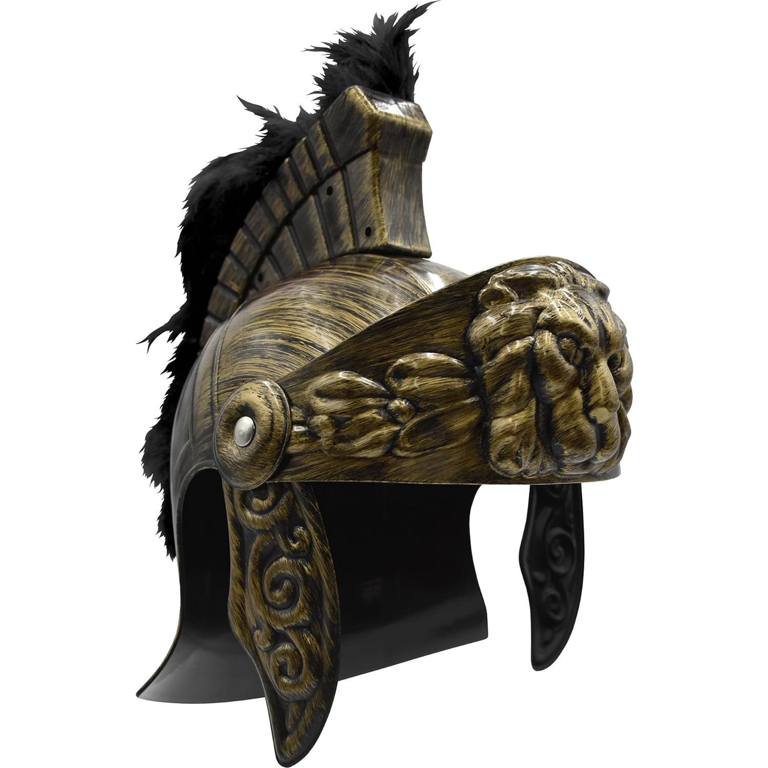 Casco Gladiador Deluxe Nicky Bigs con Espada y Pluma Roja/Negra