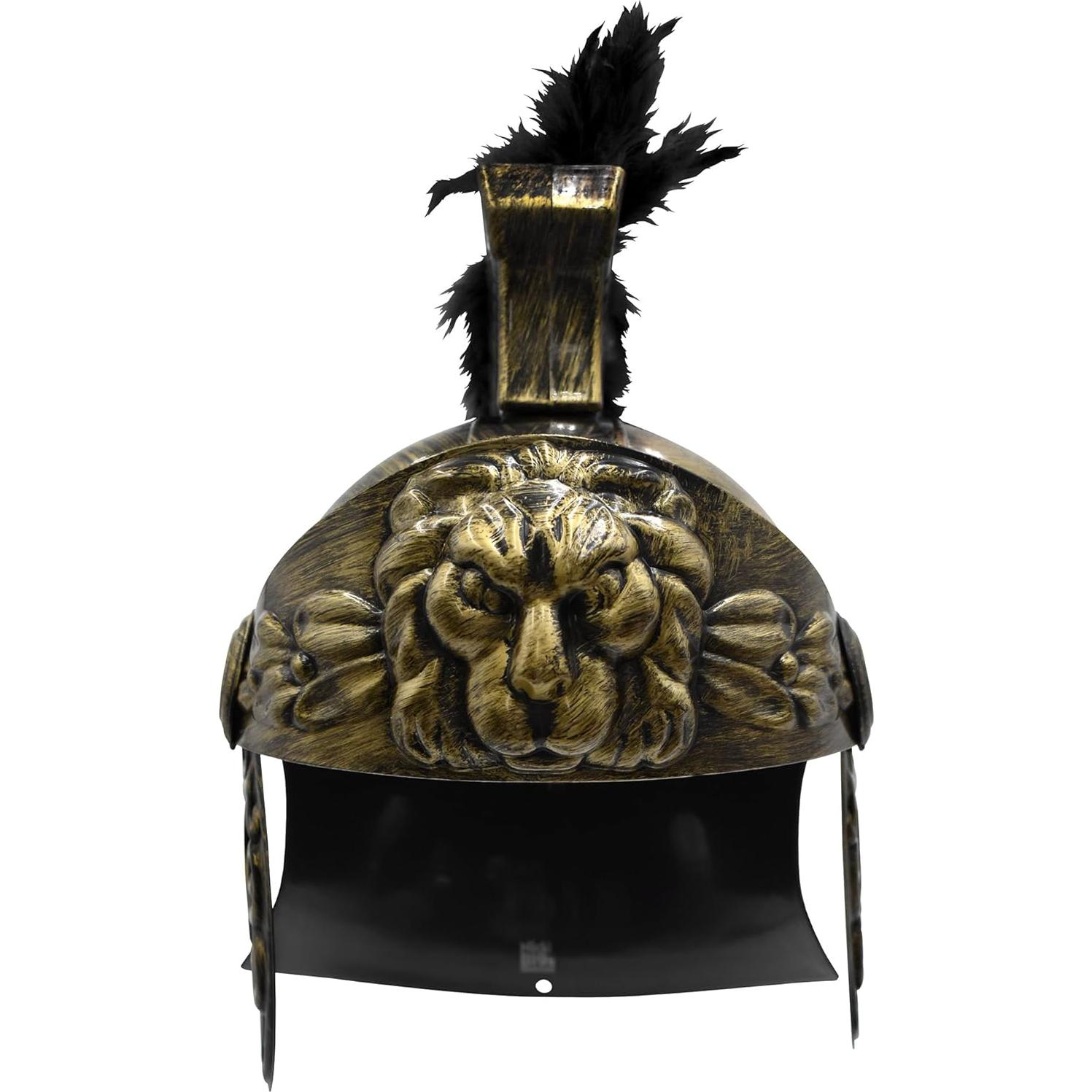 Casco Gladiador Deluxe Nicky Bigs con Espada y Pluma Roja/Negra