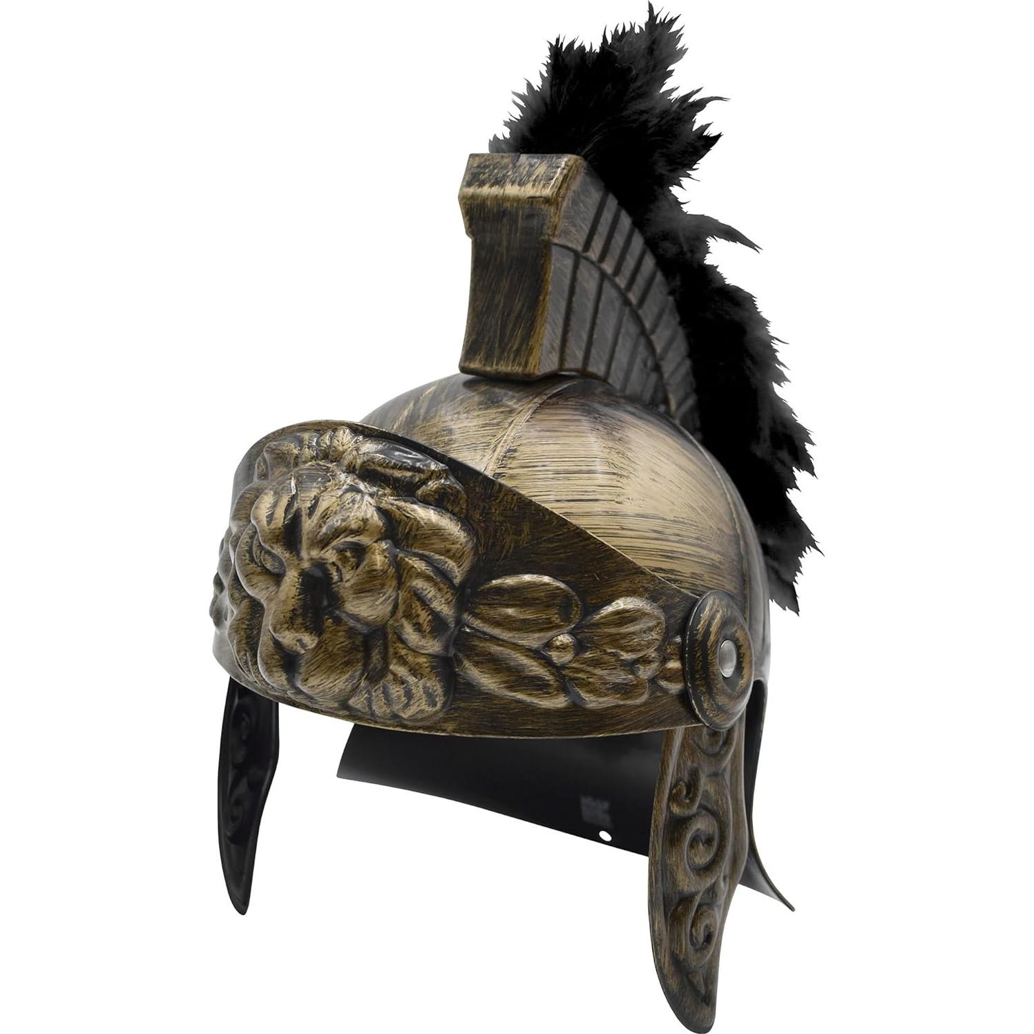 Casco Gladiador Deluxe Nicky Bigs con Espada y Pluma Roja/Negra