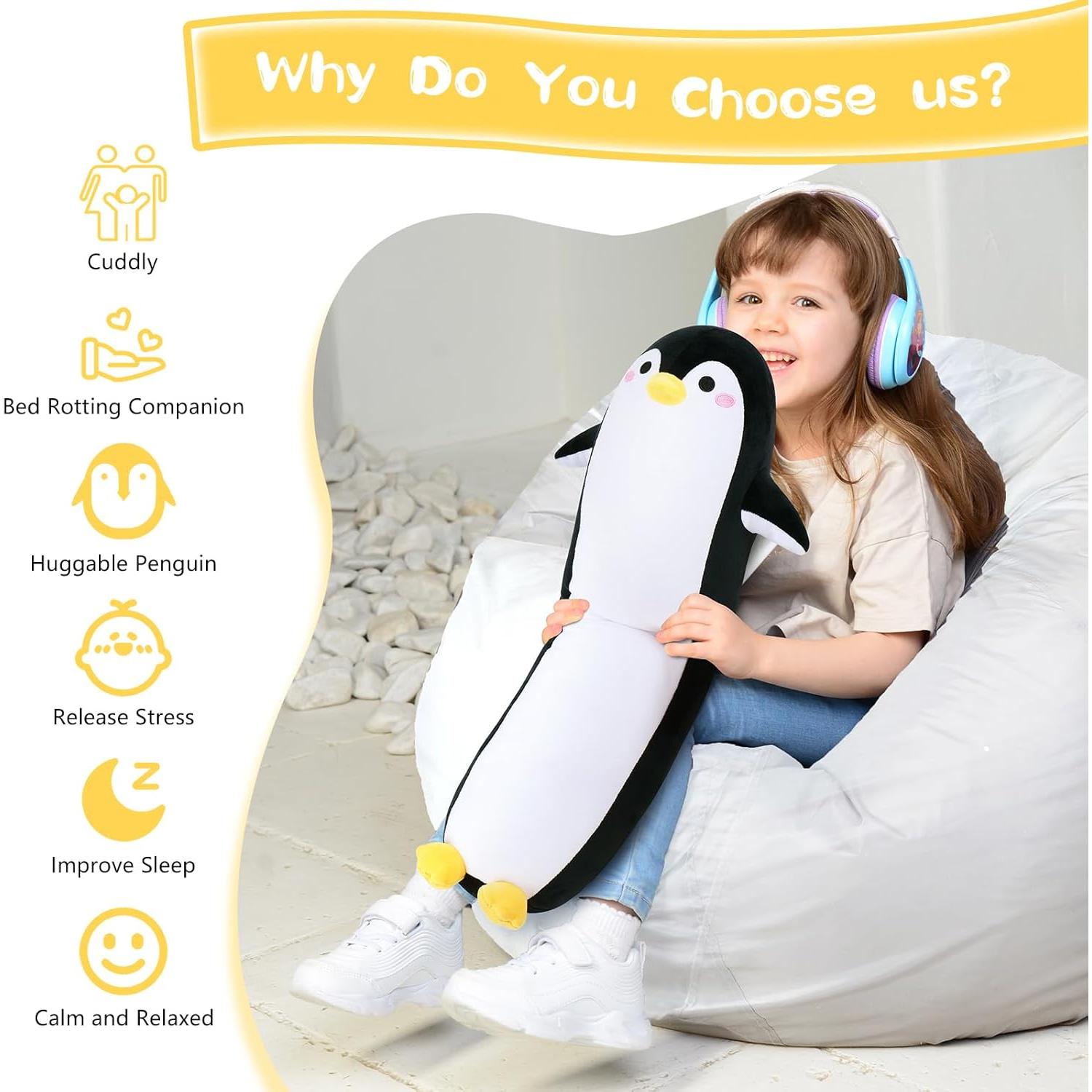 Almohada de Peluche Pingüino Largo 50.8 cm Sprinqdawin