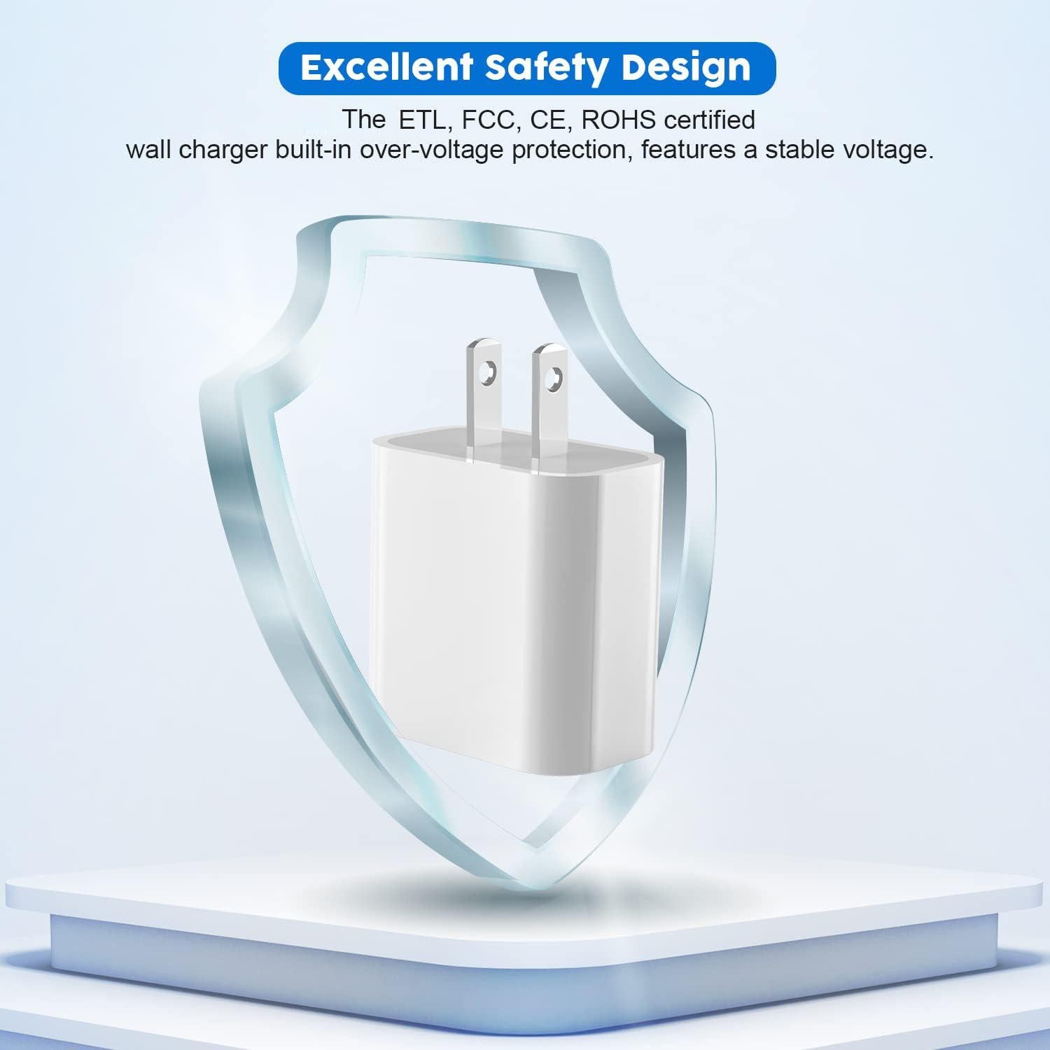 Cargador Rápido USB C y Cable Lightning 10 pies - 3 Pack