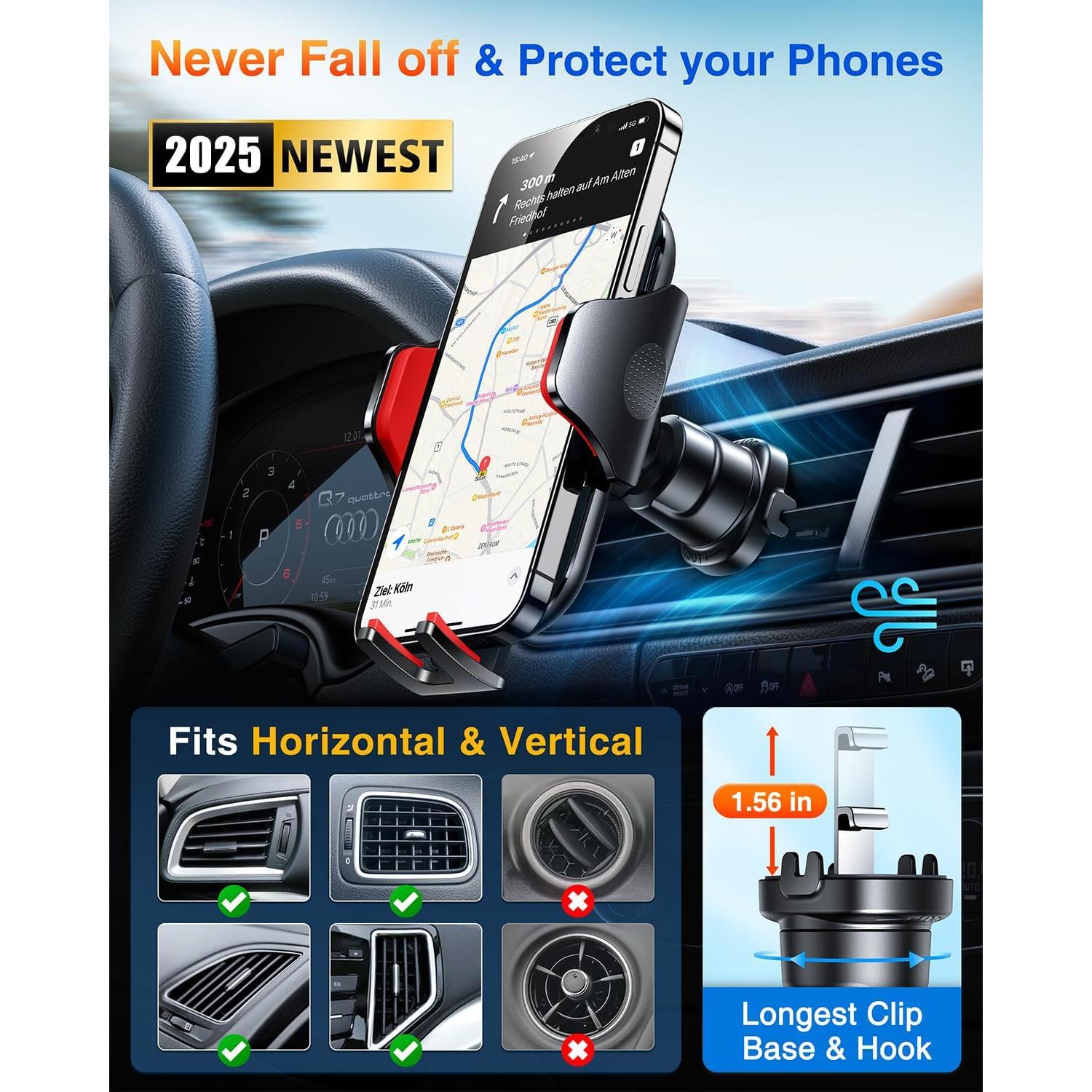 Soporte para Teléfono de Coche VANMASS CTZ11 Ajustable Rojo