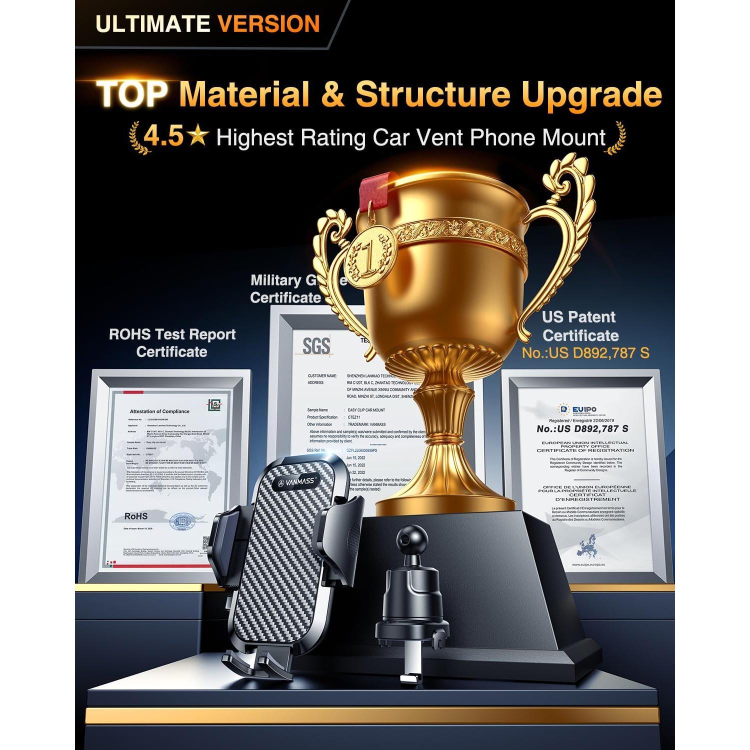 Soporte para Teléfono de Auto VANMASS CTZ11 Negro Ajustable