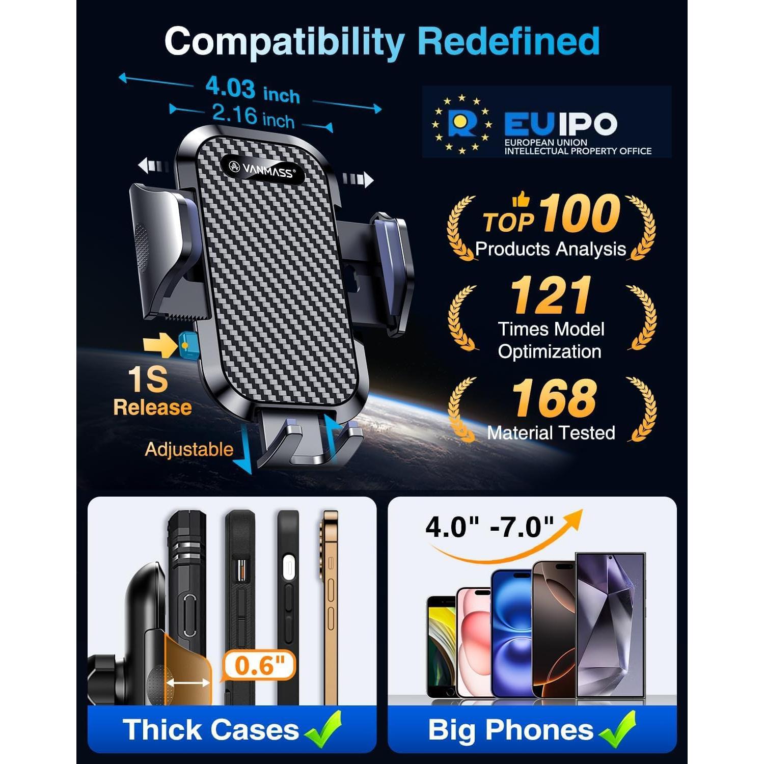 Soporte para Teléfono de Auto VANMASS CTZ11 Negro Ajustable