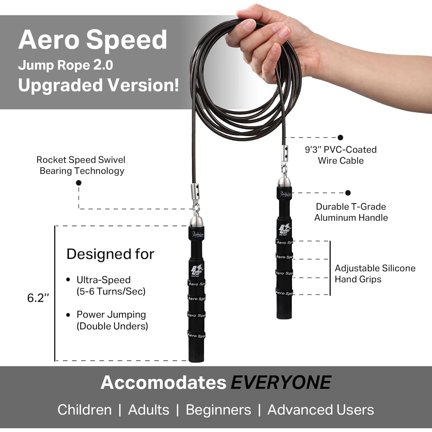 Cuerda para Saltar Buddy Lee Aero Speed 2.0 Ajustable 2.82m