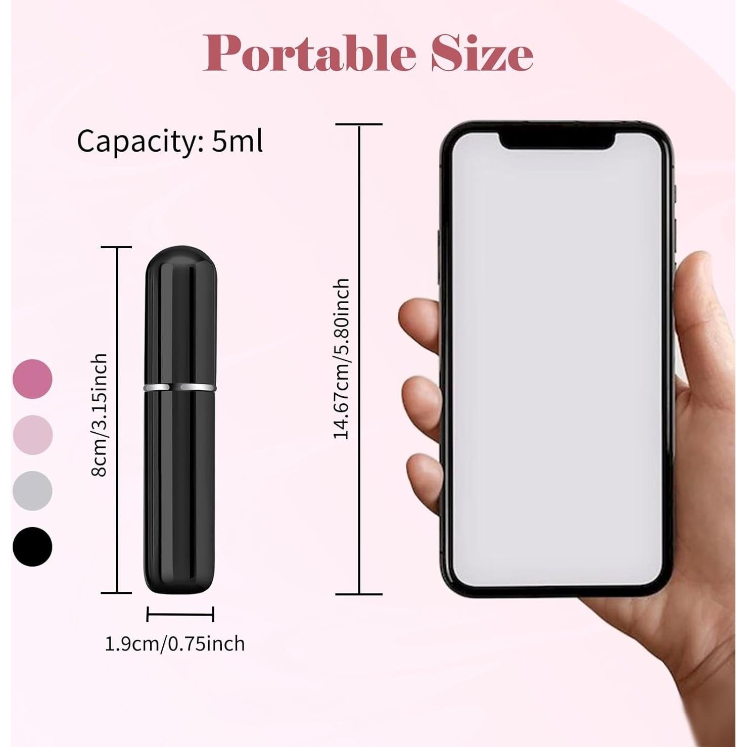 4 Botellas de Perfume de Viaje Rellenables 5ml OBSGUMU Metal Rosa