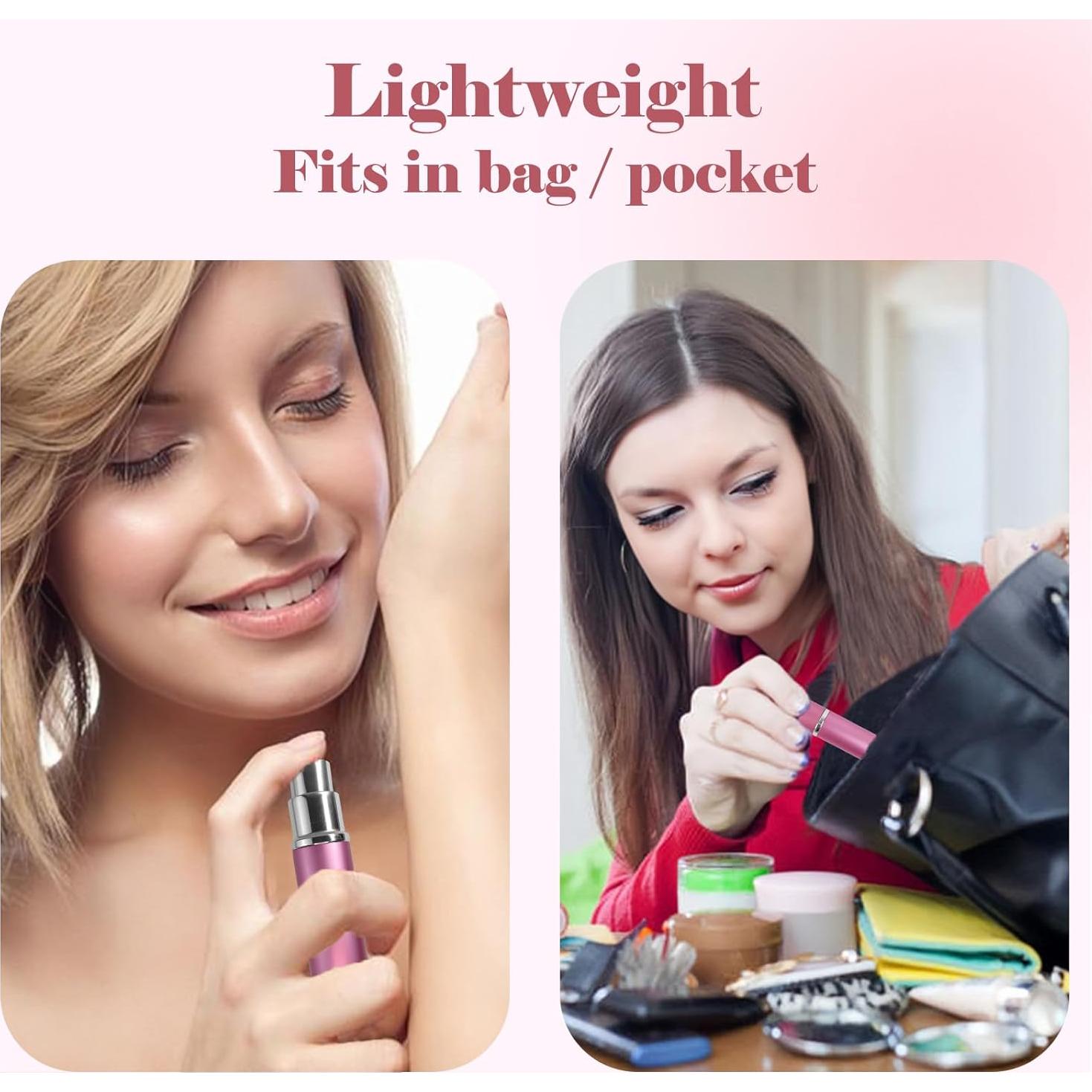 4 Botellas de Perfume de Viaje Rellenables 5ml OBSGUMU Metal Rosa