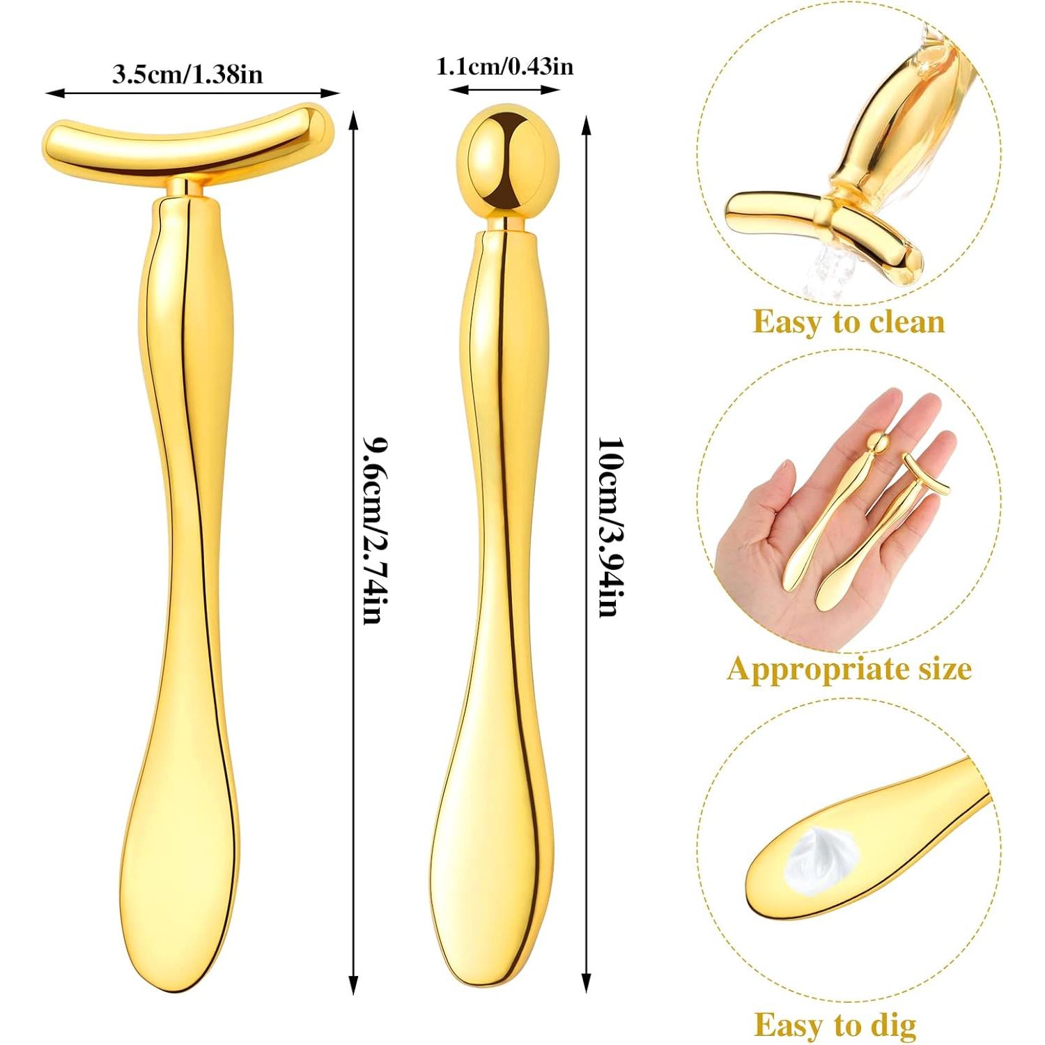 Aplicador de Crema para Ojos Pimoys - Rodillo Facial Oro 9.6 cm