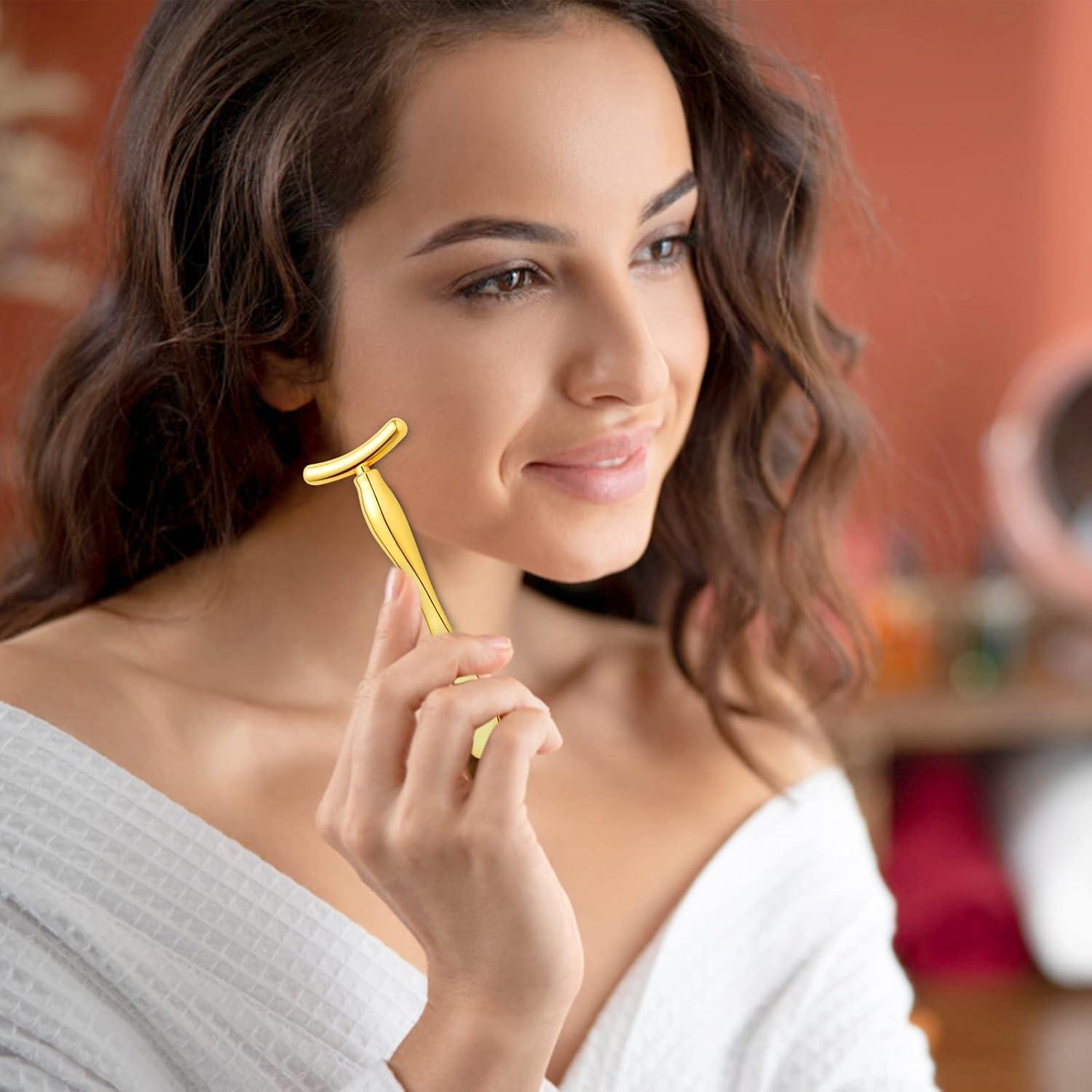 Aplicador de Crema para Ojos Pimoys - Rodillo Facial Oro 9.6 cm