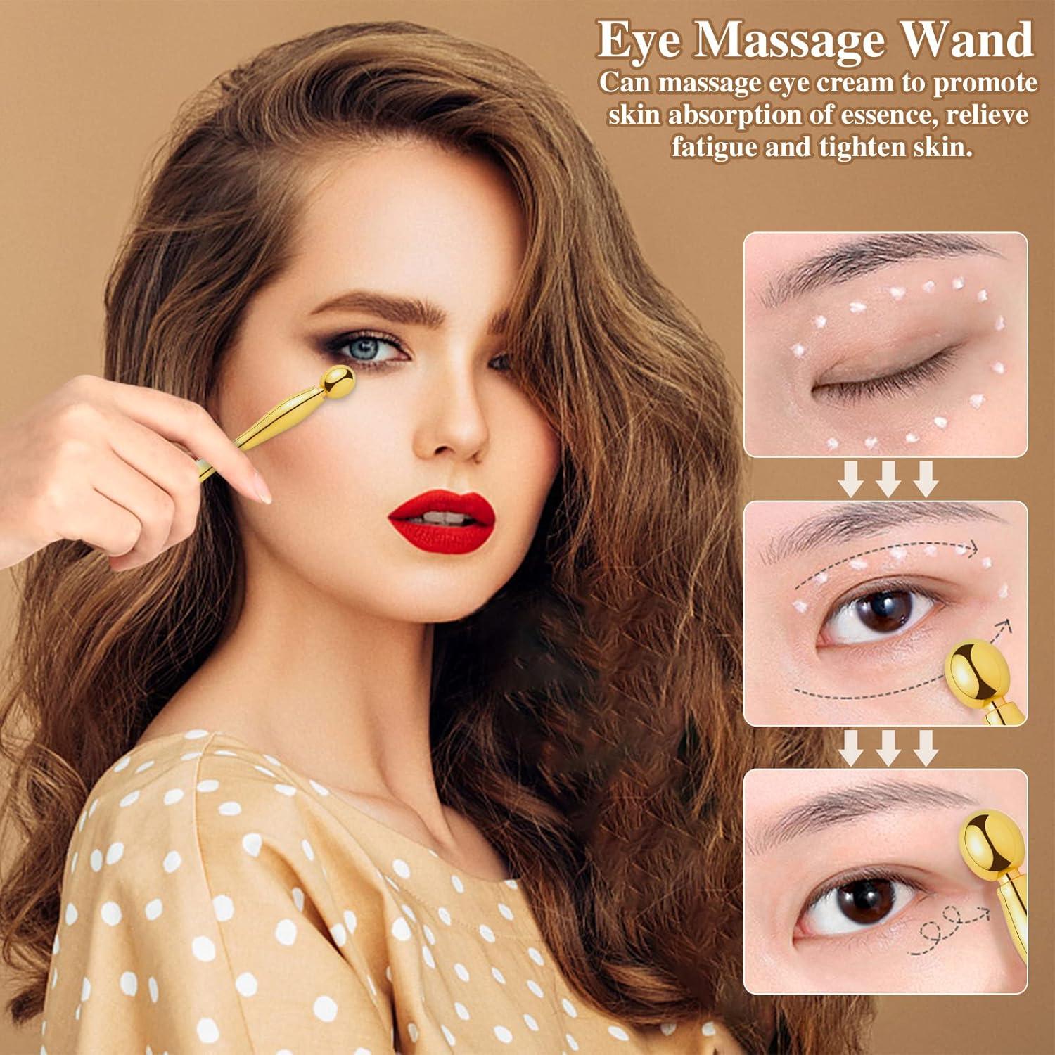 Aplicador de Crema para Ojos Pimoys - Rodillo Facial Oro 9.6 cm