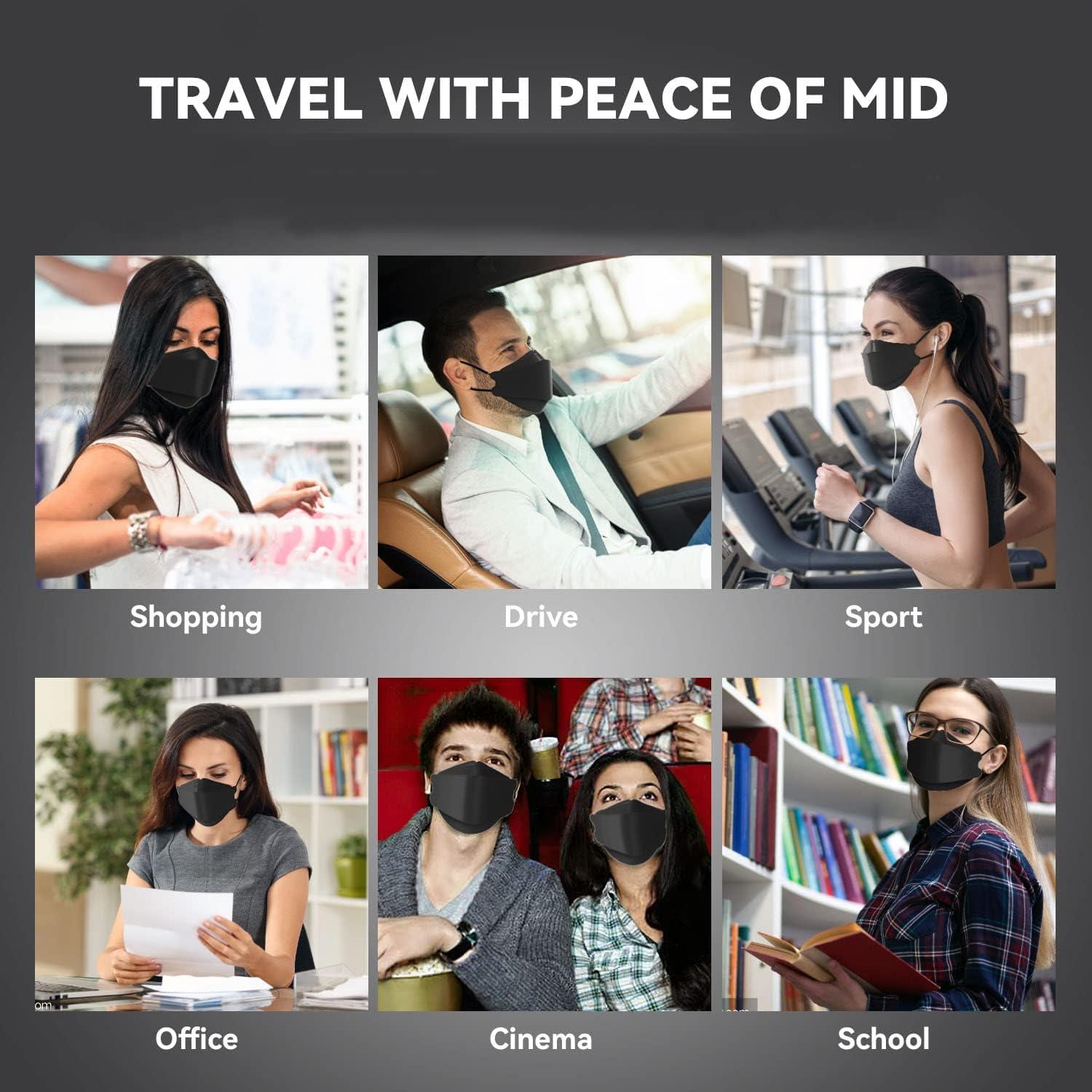 Mascarillas KN95 Keangs Paquete de 50 Adultos Negras