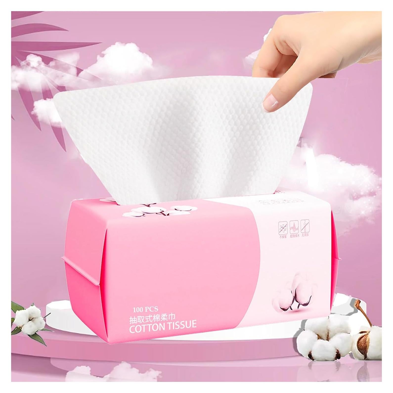 Toalla Facial Desechable Hsxfl 100% Algodón 100 Hojas 20x20 cm