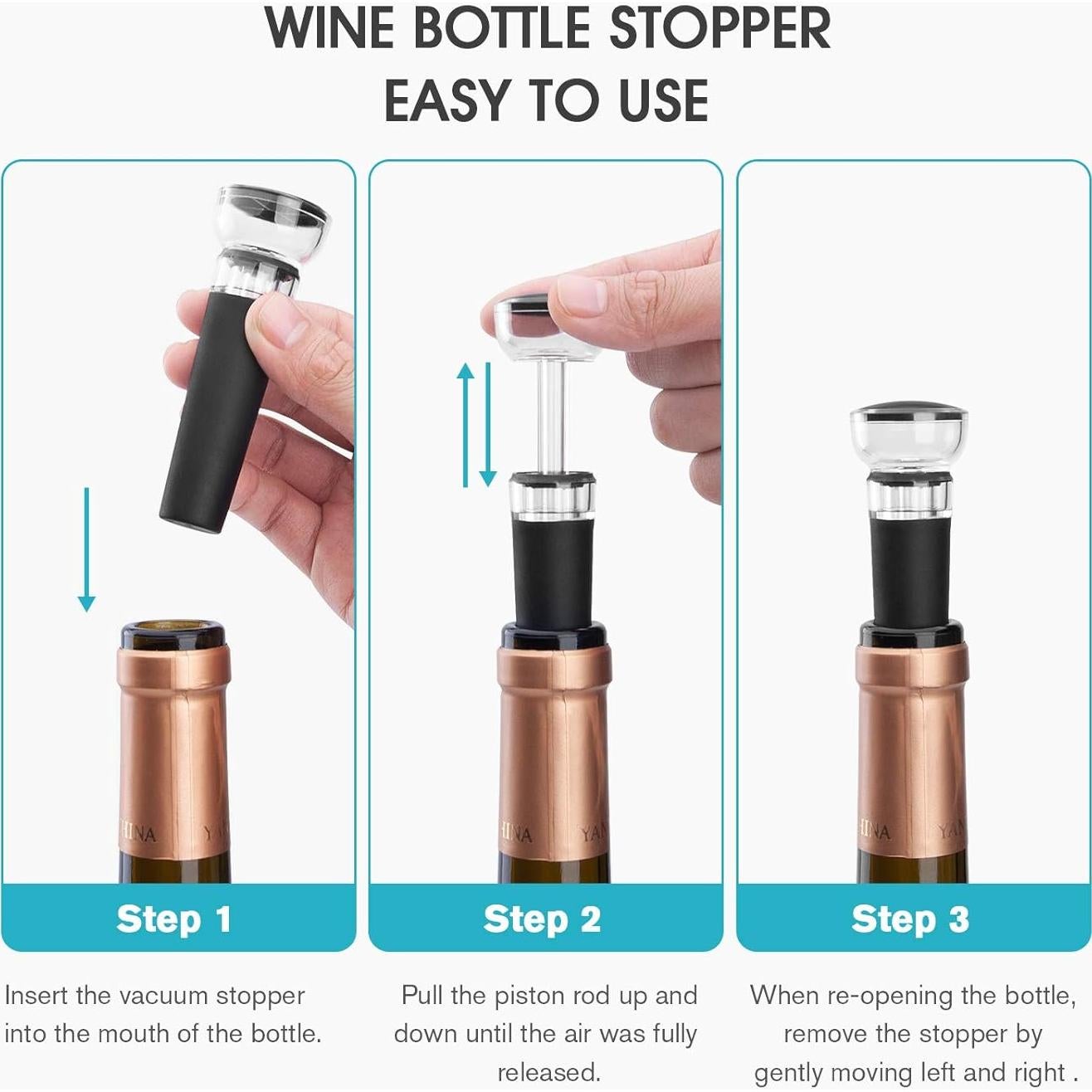 Juego de 2 Tapones de Vino Mafiti con Bomba de Vacío