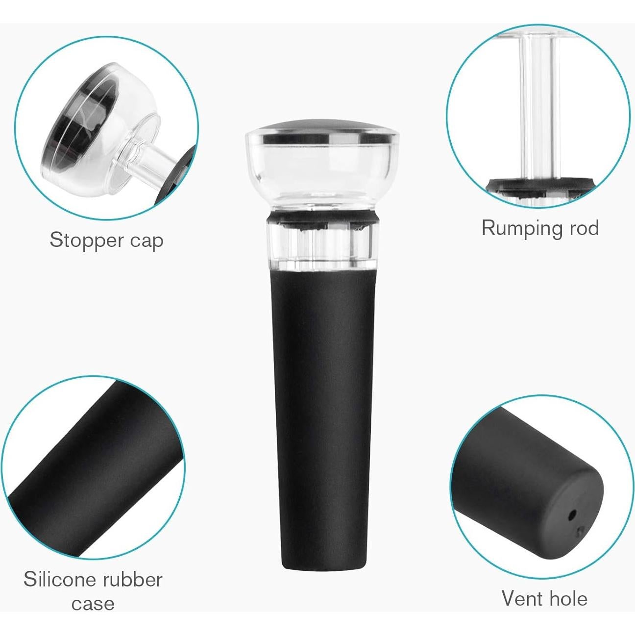 Juego de 2 Tapones de Vino Mafiti con Bomba de Vacío