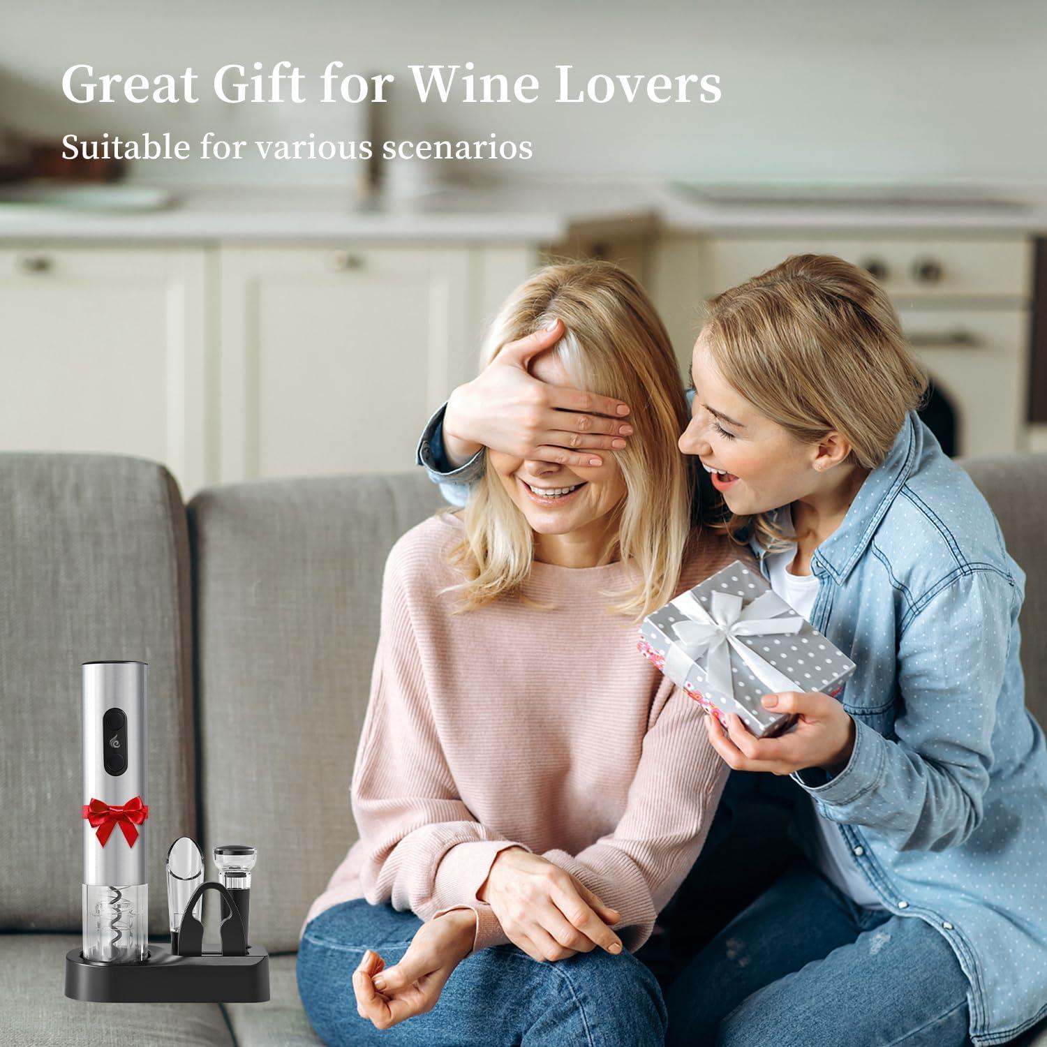 Juego de Abridor de Vino Eléctrico ELMWAY con Base Plata 5 en 1