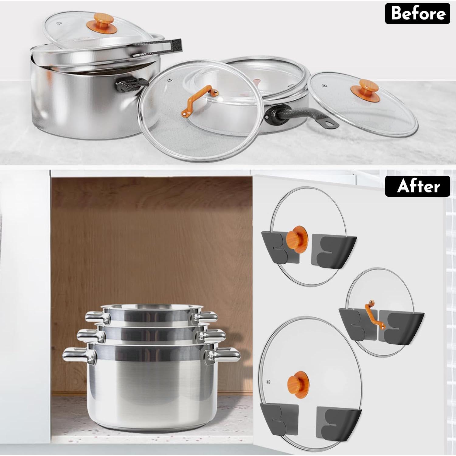 Organizador de Tapas de Ollas Ajustable Niceyos - 4 Piezas Negro