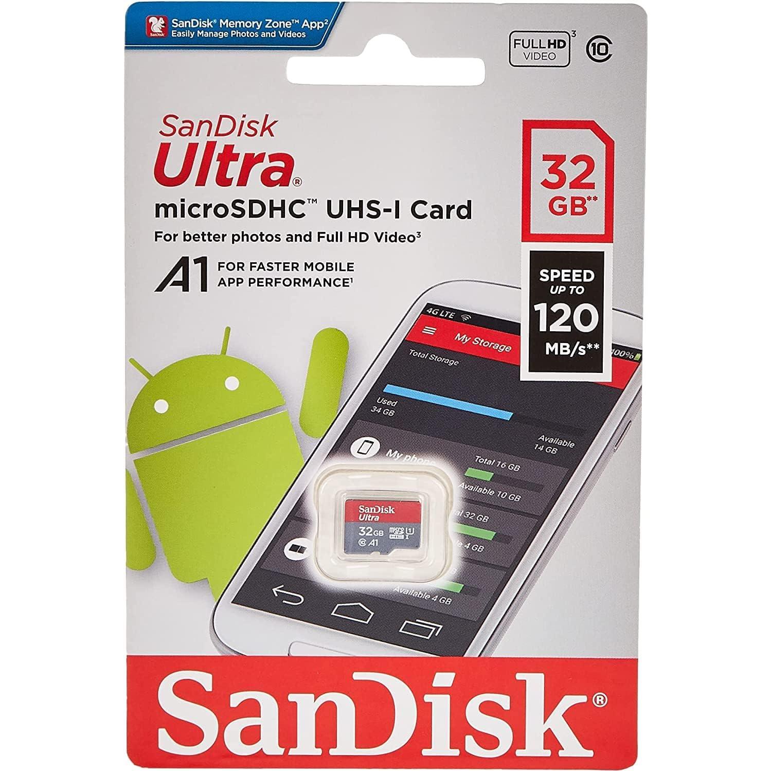 Tarjeta microSD SanDisk Ultra 32GB A1 120MB/s Clase 10