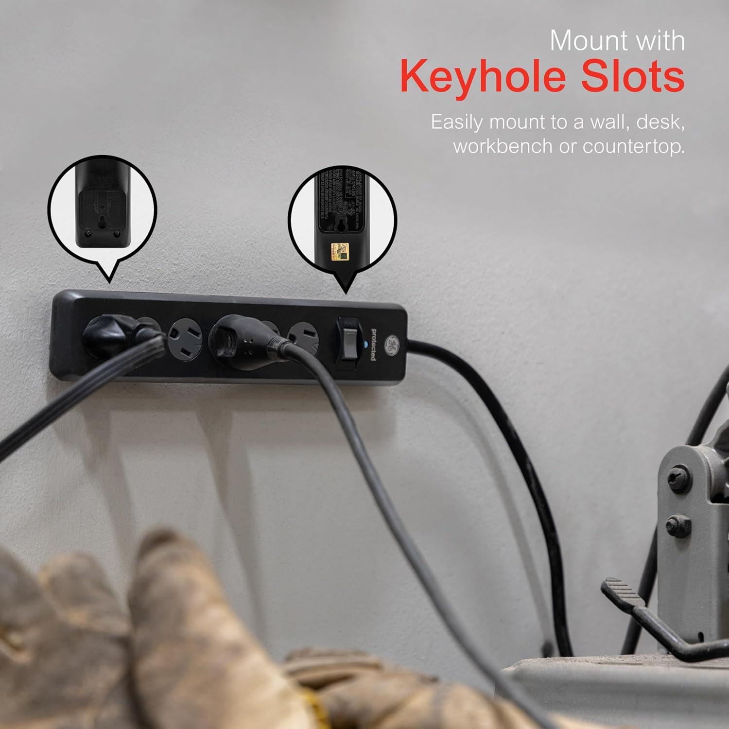 Protector contra sobretensiones GE 6 salidas 800 julios 1.83m negro