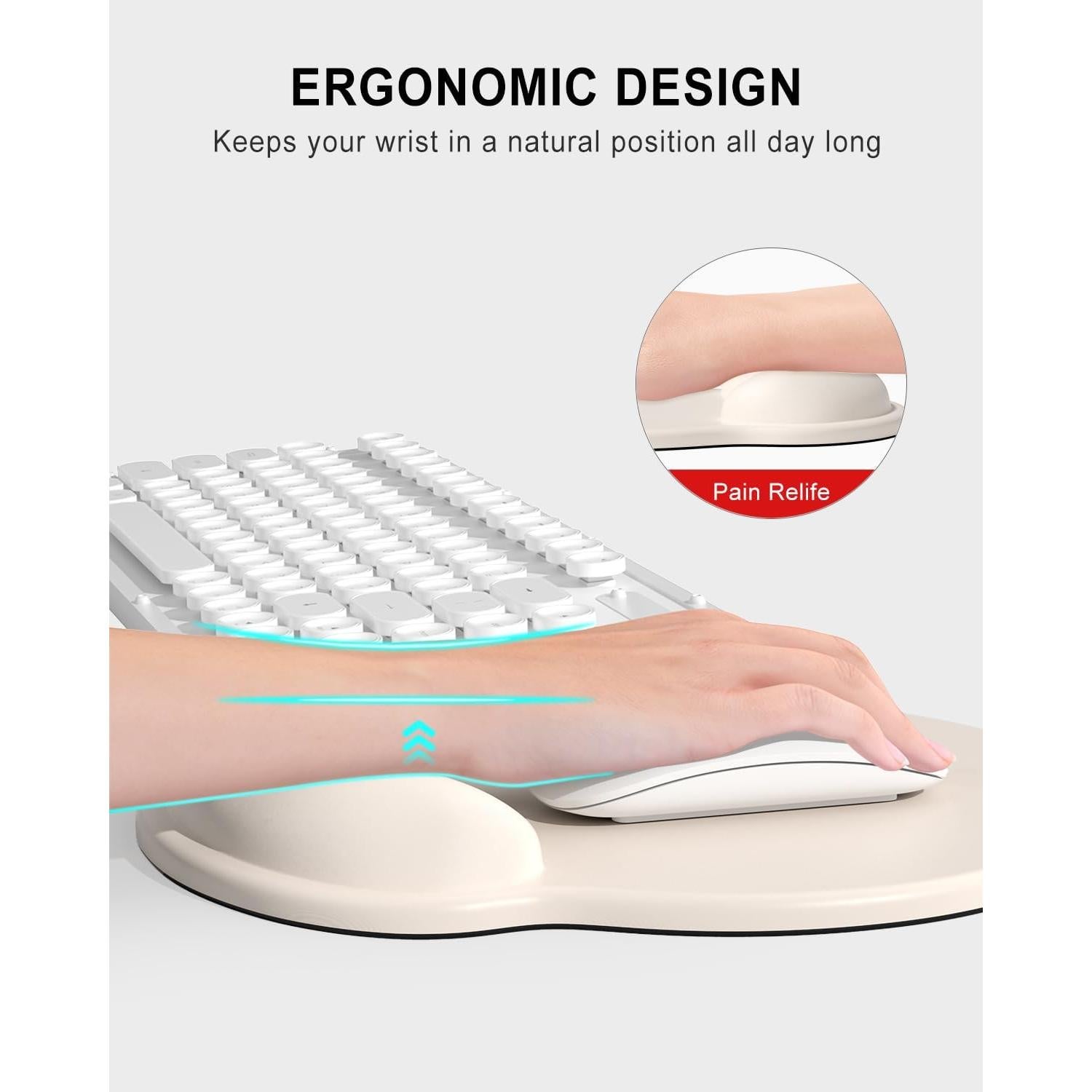 Alfombrilla de Ratón Ergonómica Auhoahsil Beige con Reposamuñecas