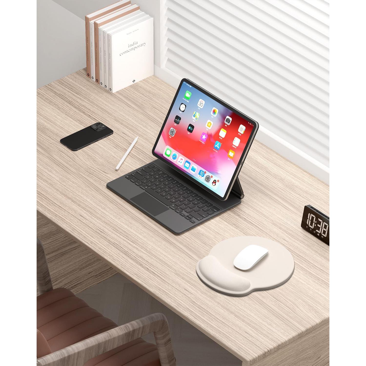 Alfombrilla de Ratón Ergonómica Auhoahsil Beige con Reposamuñecas