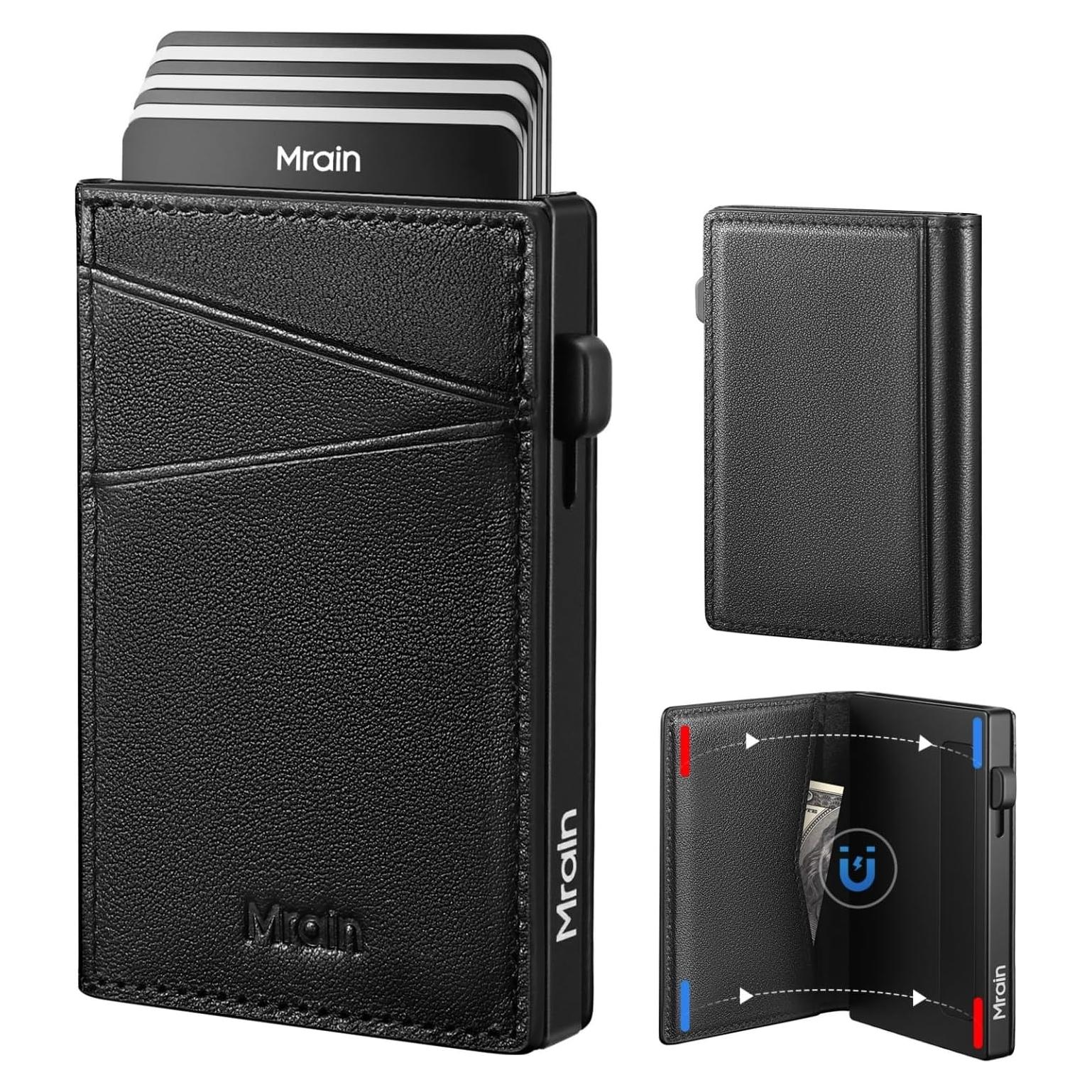 Billetera Slim de Cuero Premium Mrain con Bloqueo RFID - Negro