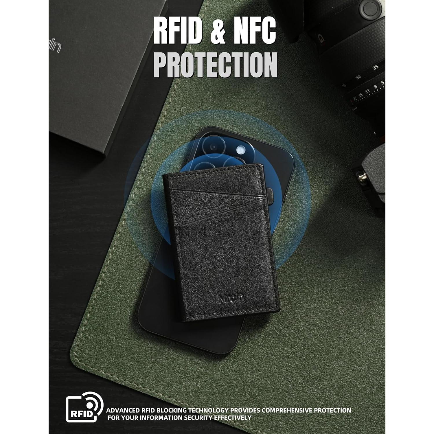 Billetera Slim de Cuero Premium Mrain con Bloqueo RFID - Negro