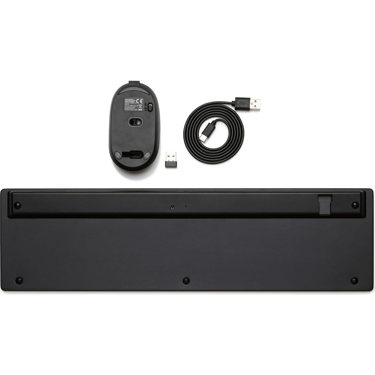 Combo Teclado y Ratón Inalámbrico Amazon Basics Recargable Negro