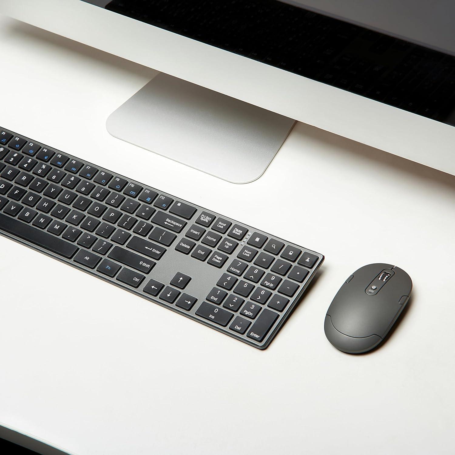 Combo Teclado y Ratón Inalámbrico Amazon Basics Recargable Negro