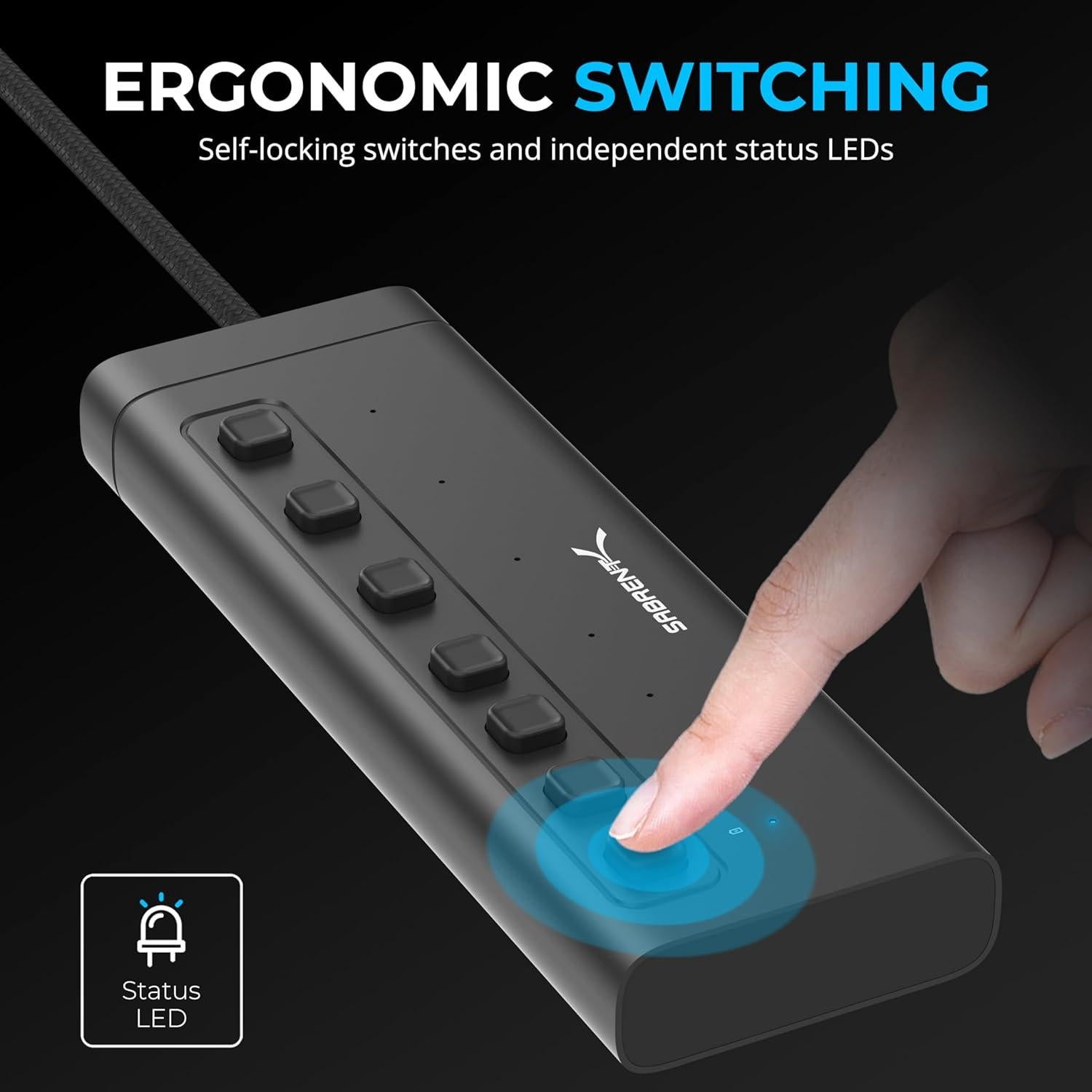 Hub USB-C 7 Puertos SABRENT HB-3A4C 5Gbps 48W Aluminio