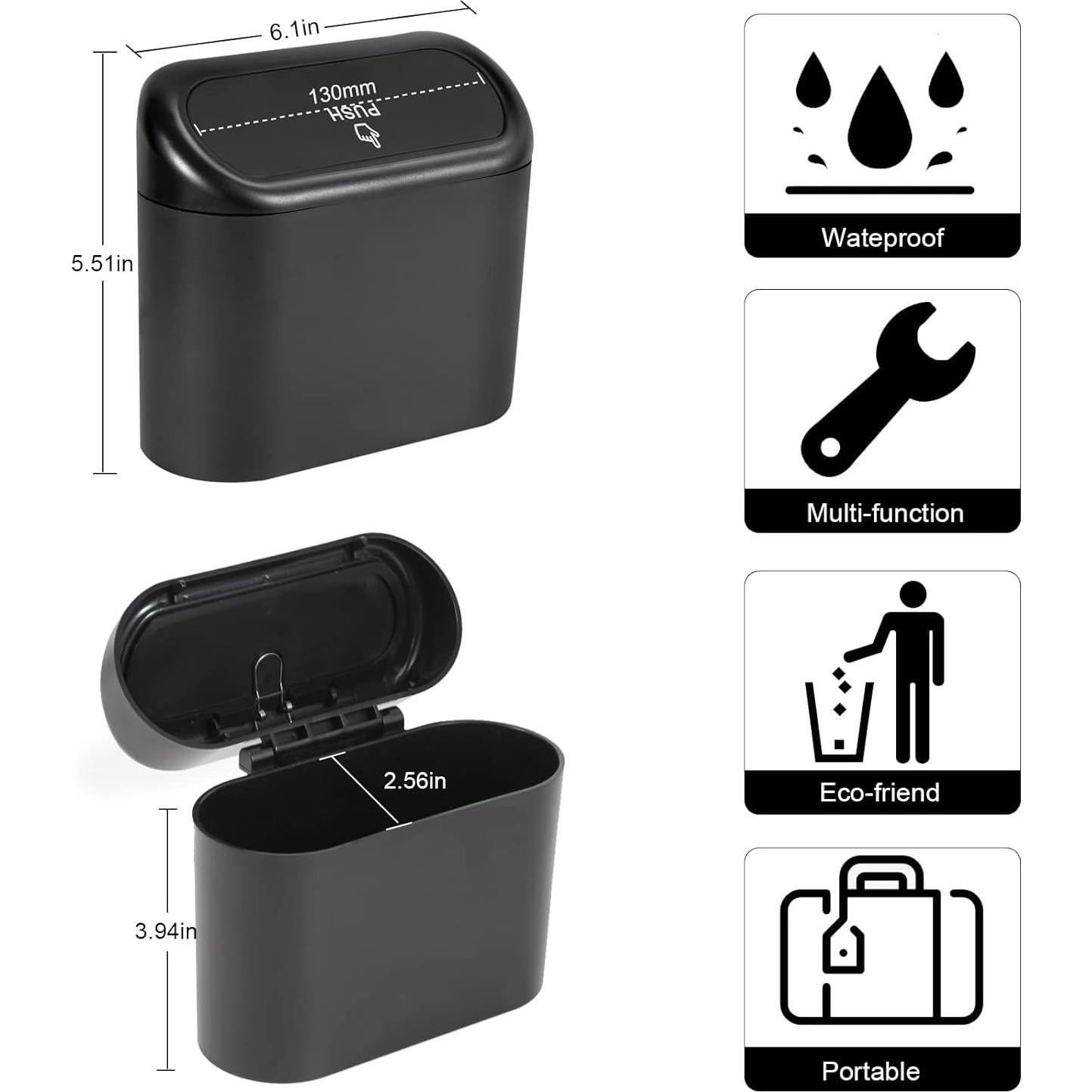 2 Mini Basureros de Auto EnthuLove con 150 Bolsas de Basura