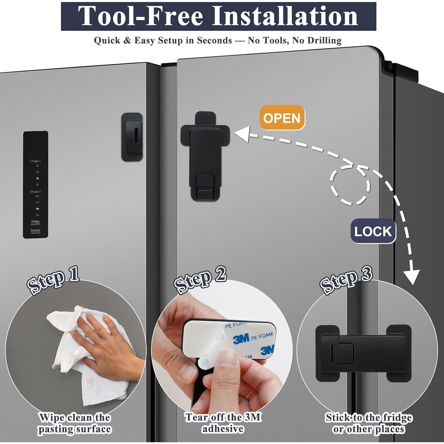 Candado de Seguridad para Refrigerador Uhimooi Negro 1 Unidad