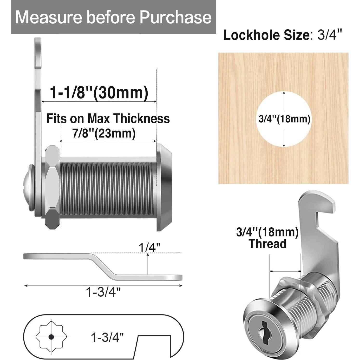 Cerraduras de Cámara Sartatue 30mm con Llave Igualada - 2 Pcs