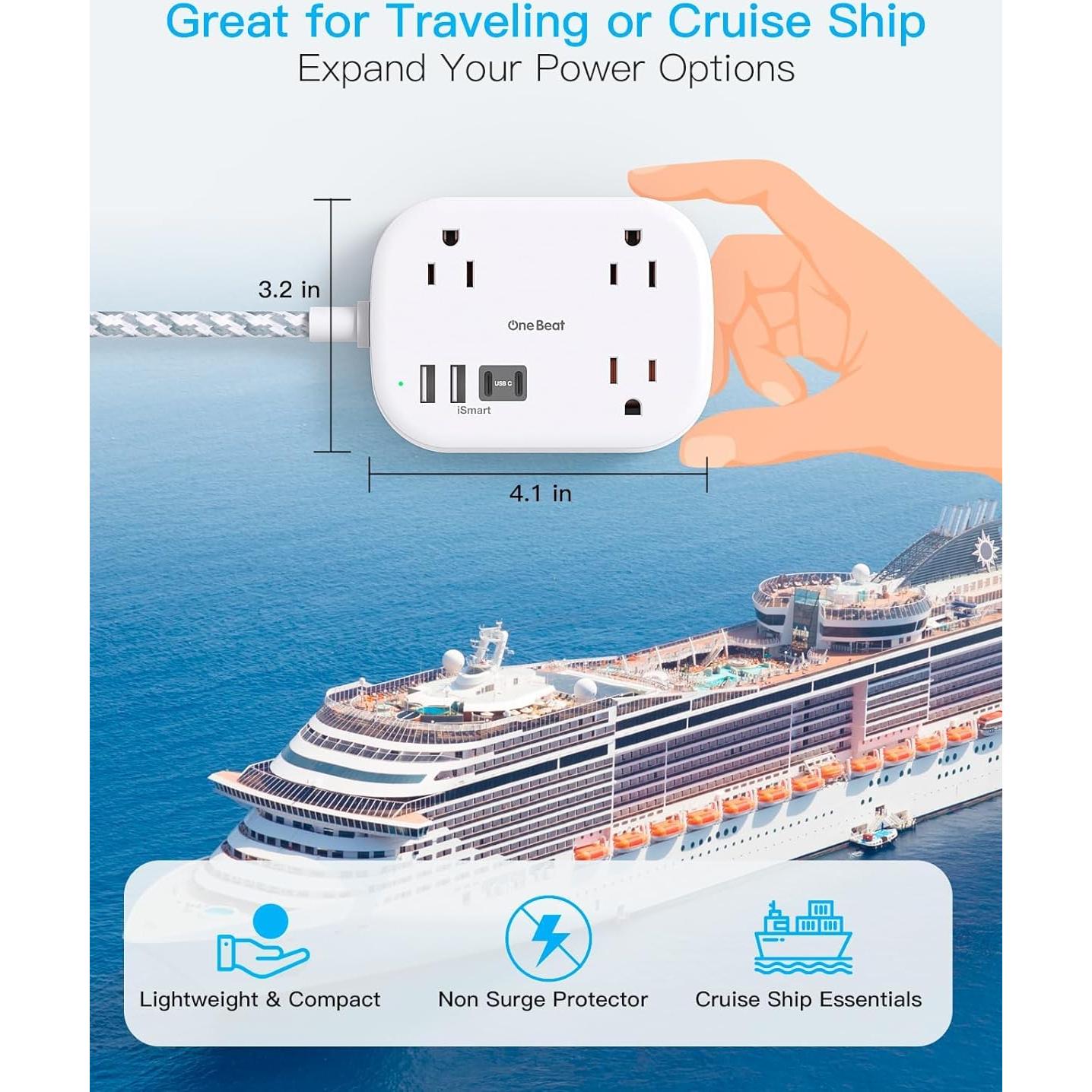 Regleta de Viaje One Beat 1 pie con 4 Puertos USB C y A