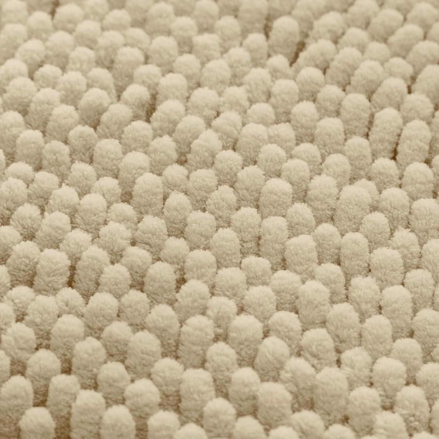 Juego de 3 Alfombrillas de Baño HOMEIDEAS Chenille Beige