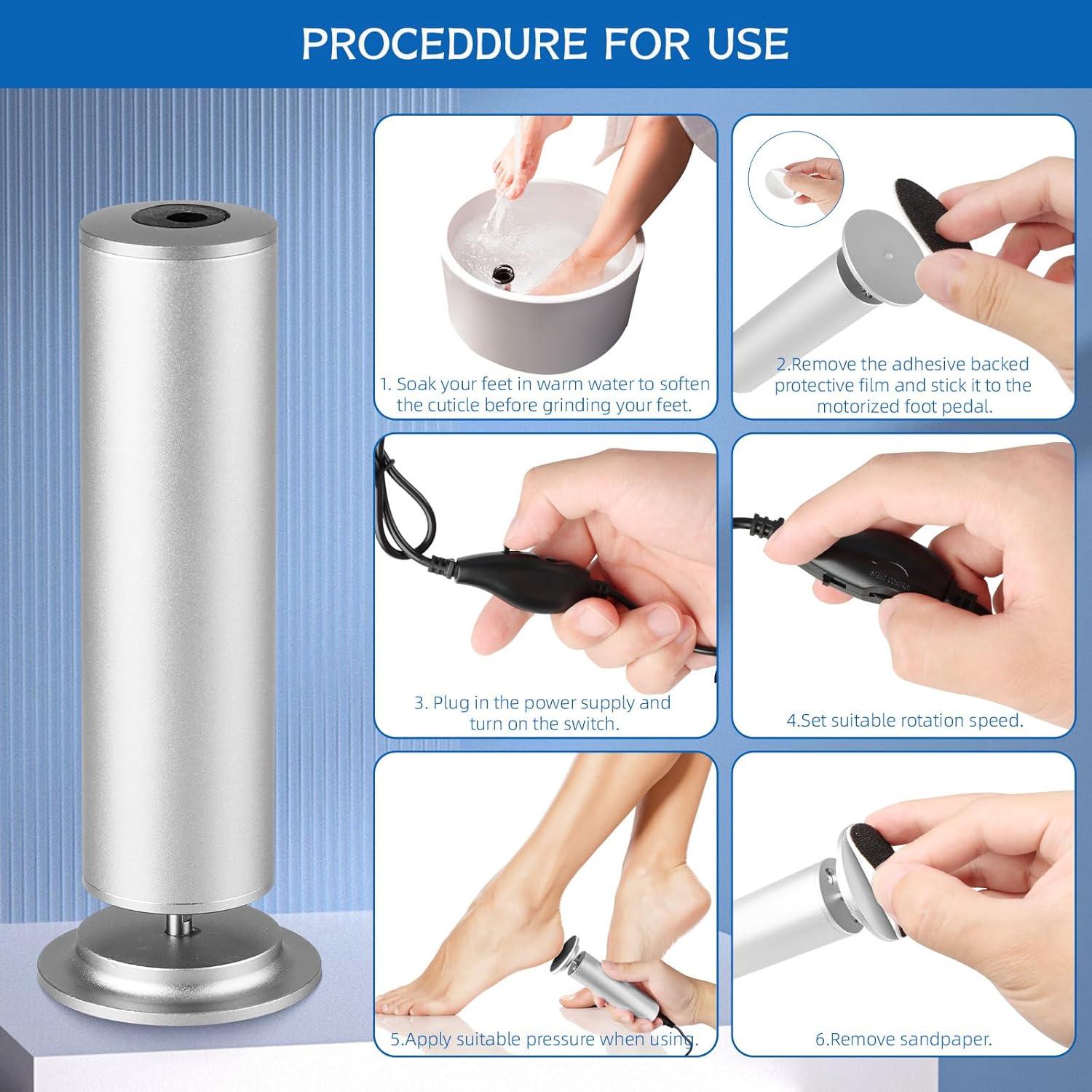 Removedor de Callos Eléctrico Dermave con 60 Discos - Plata