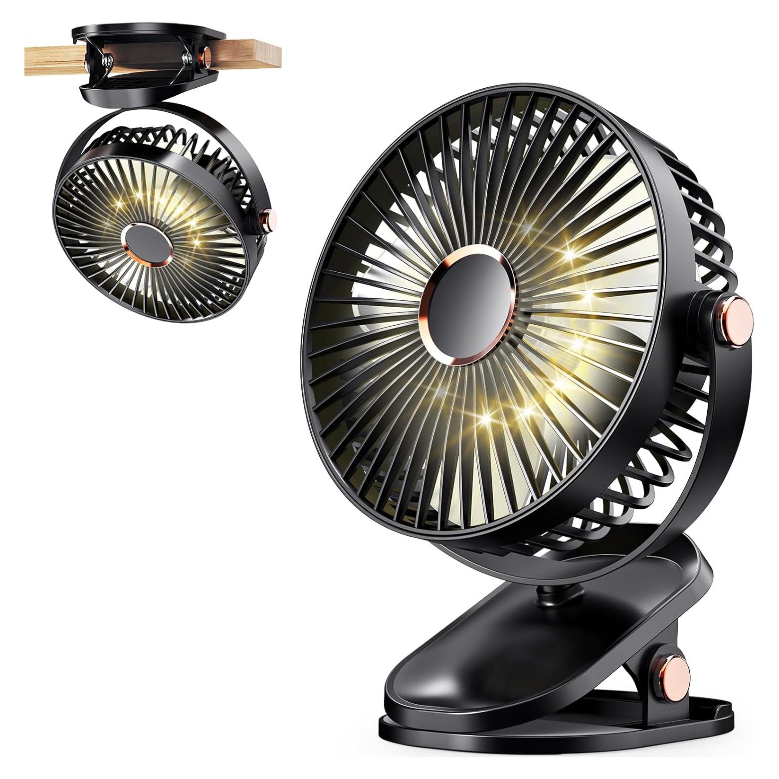 Ventilador Portátil de Clip iNeibo 4000mAh con LED 4 Velocidades