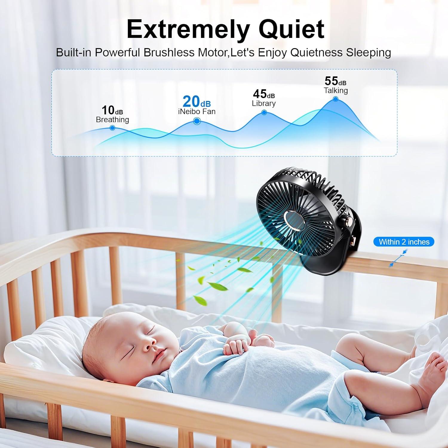 Ventilador Portátil de Clip iNeibo 4000mAh con LED 4 Velocidades