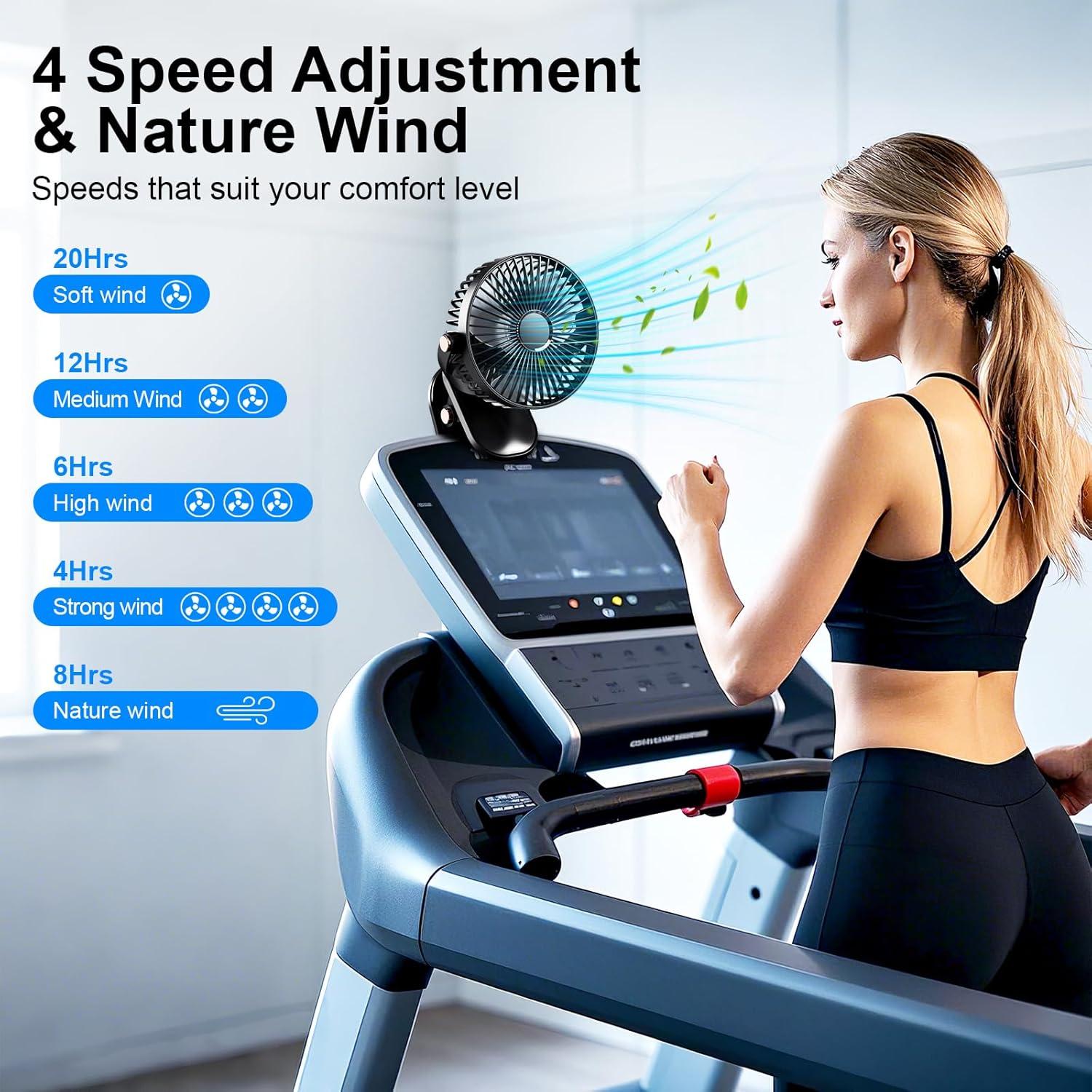 Ventilador Portátil de Clip iNeibo 4000mAh con LED 4 Velocidades