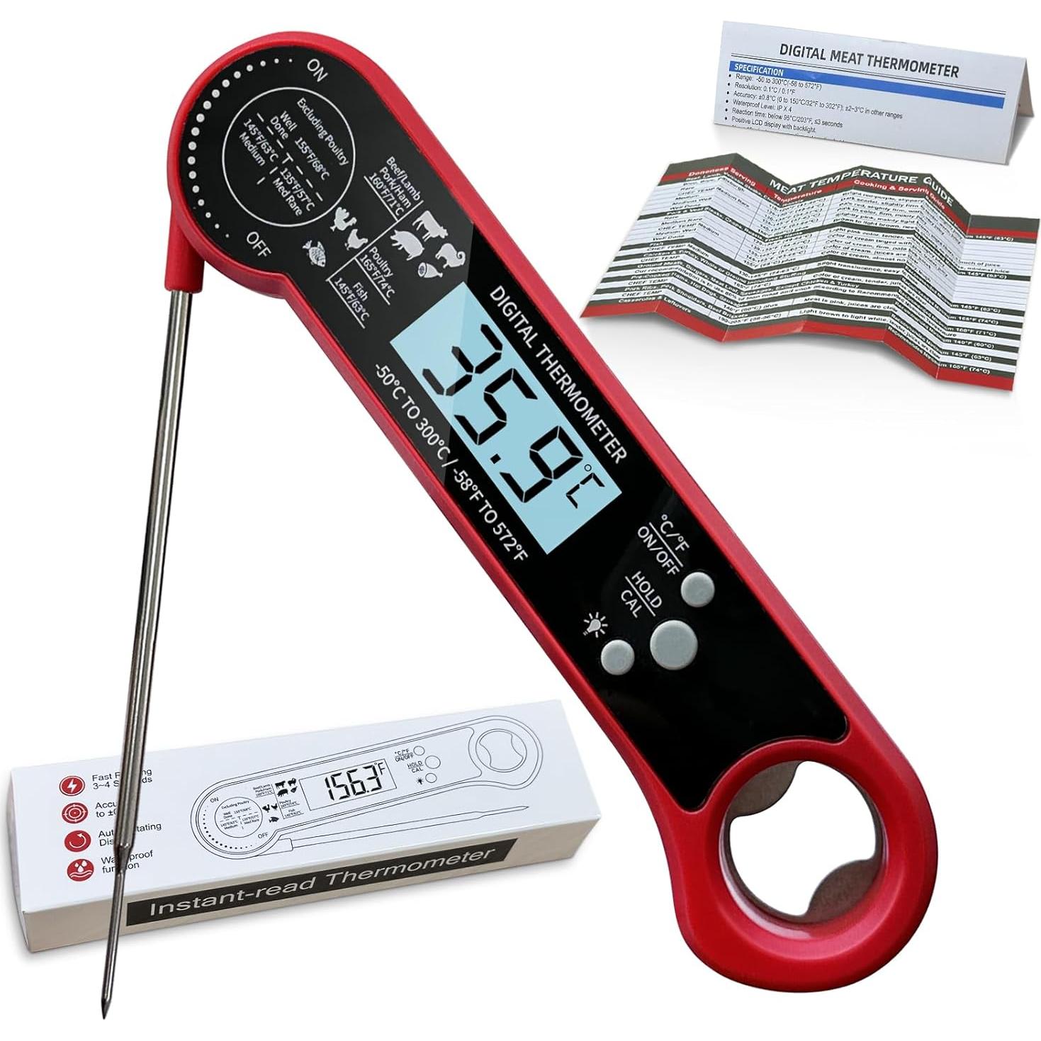 Termómetro Digital de Carne GOZOPO - Instantáneo, Impermeable, Rápido y Preciso