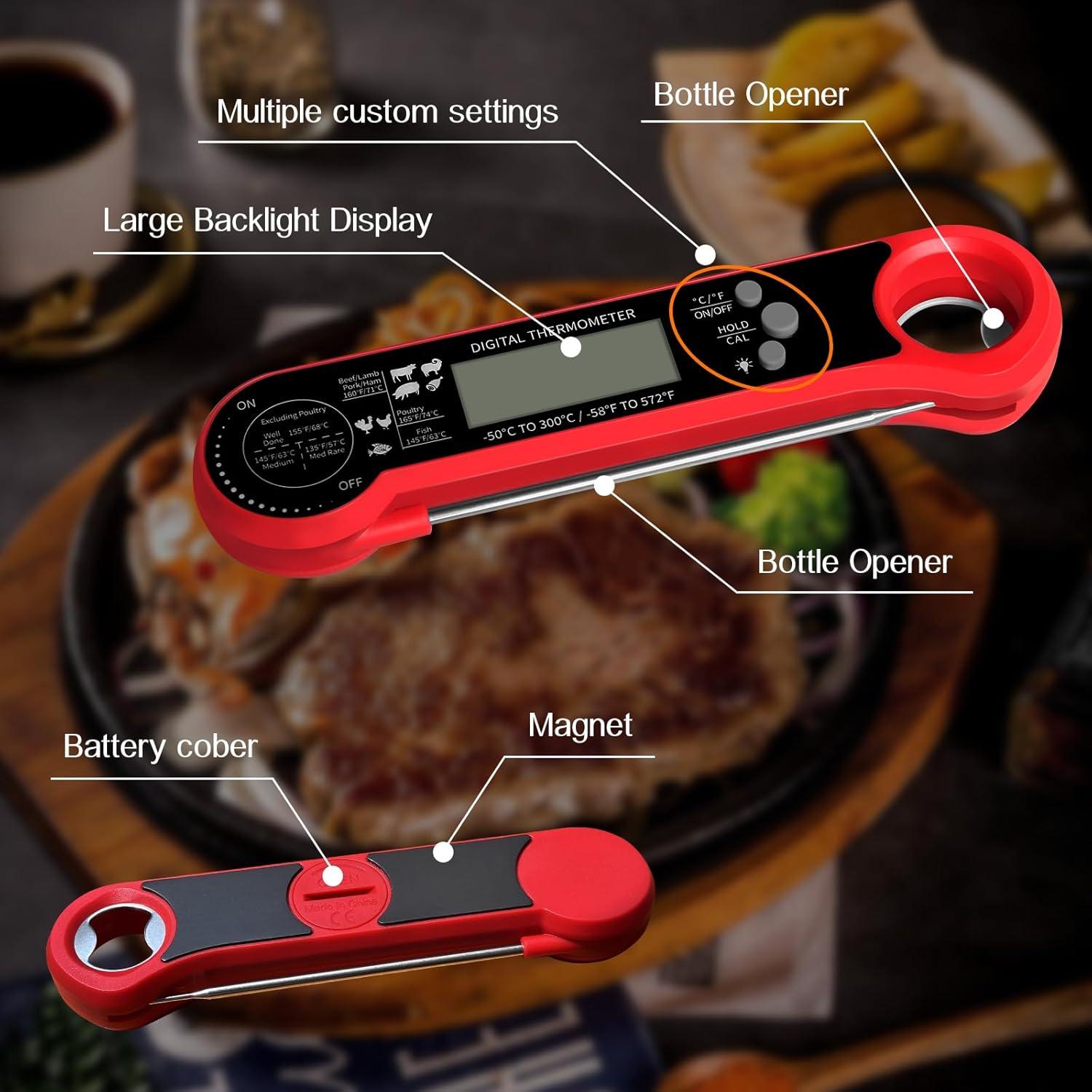 Termómetro Digital de Carne GOZOPO - Instantáneo, Impermeable, Rápido y Preciso