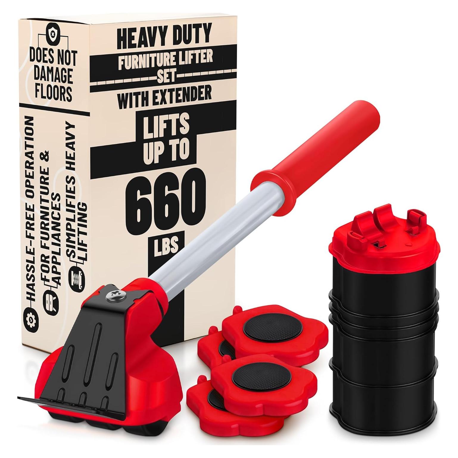 Elevador de Muebles Lagarto RED - Carga 299 kg, Ruedas 360°